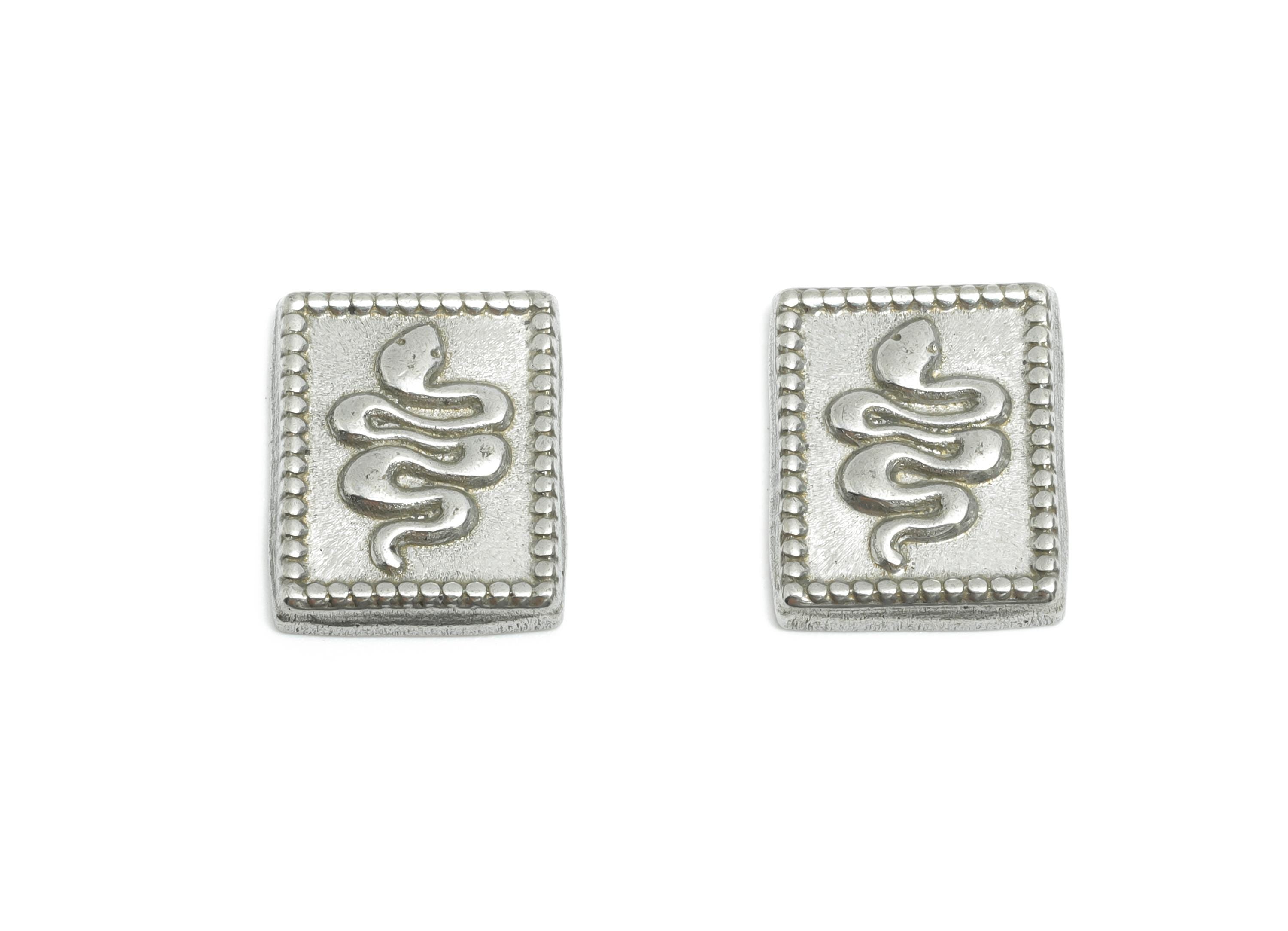 Stainless Steel Snake Charms - Unique Rectangle Snake Charms - Mystical Snake Design - Minimalist Jewelry Making - 13.4x10.46x2mm - SS1855 - DOMEDBAZAAR