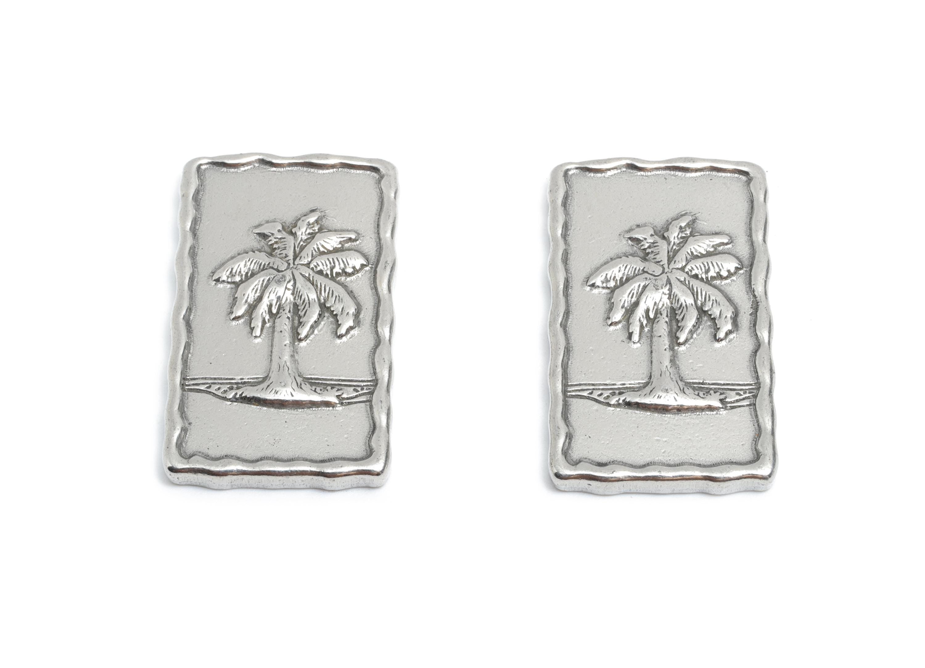 Stainless Steel Palm Tree Charms - Unique Rectangle Tropical Plant Charms - Summer Jewelry Charm - Jewelry Making - 30.26x17.97x3mm - SS1884 - DOMEDBAZAAR