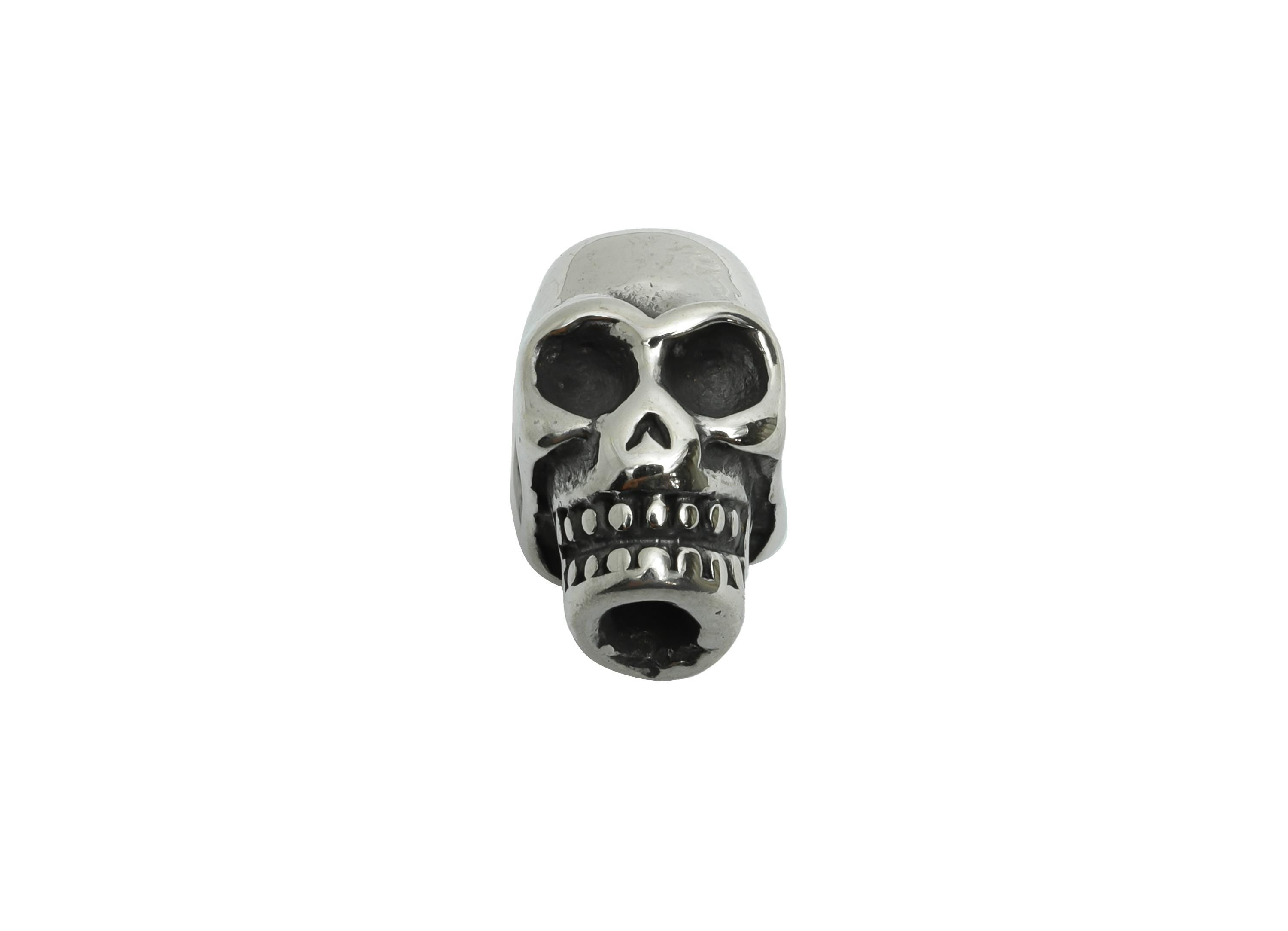 Steel Skull Bead - Double Sided Skull Spacer Bracelet Bead - 304 Stainless Steel - Punk Style Charm - Halloween Jewelry - 15x9x11mm - SS1577 - DOMEDBAZAAR