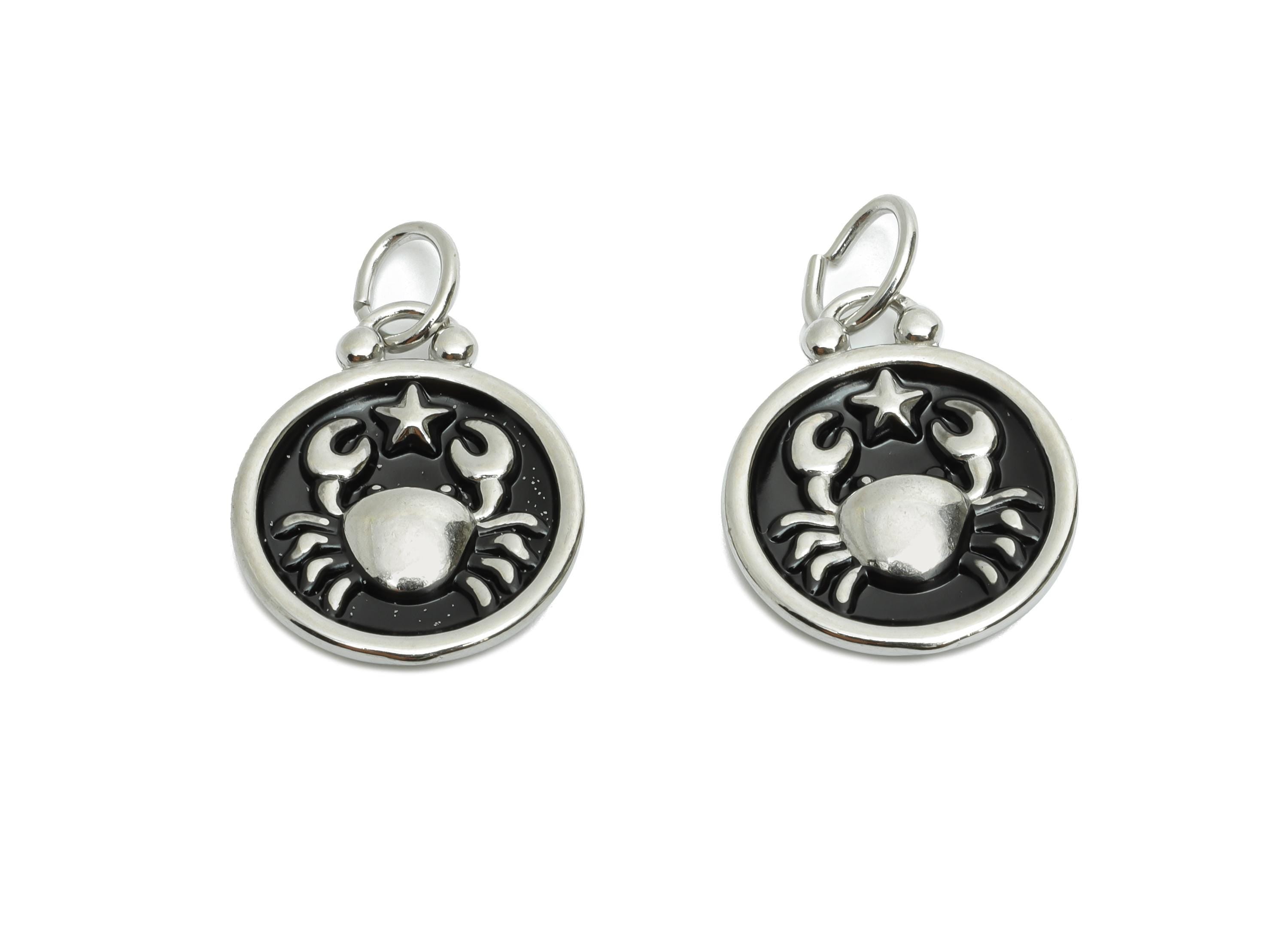 Cancer Zodiac Pendant - Enamel Stainless Steel Astrology Pendant - Crab Star Jewelry Pendant - Modern Horoscope Jewelry - 20x16x2mm - SS1571 - DOMEDBAZAAR