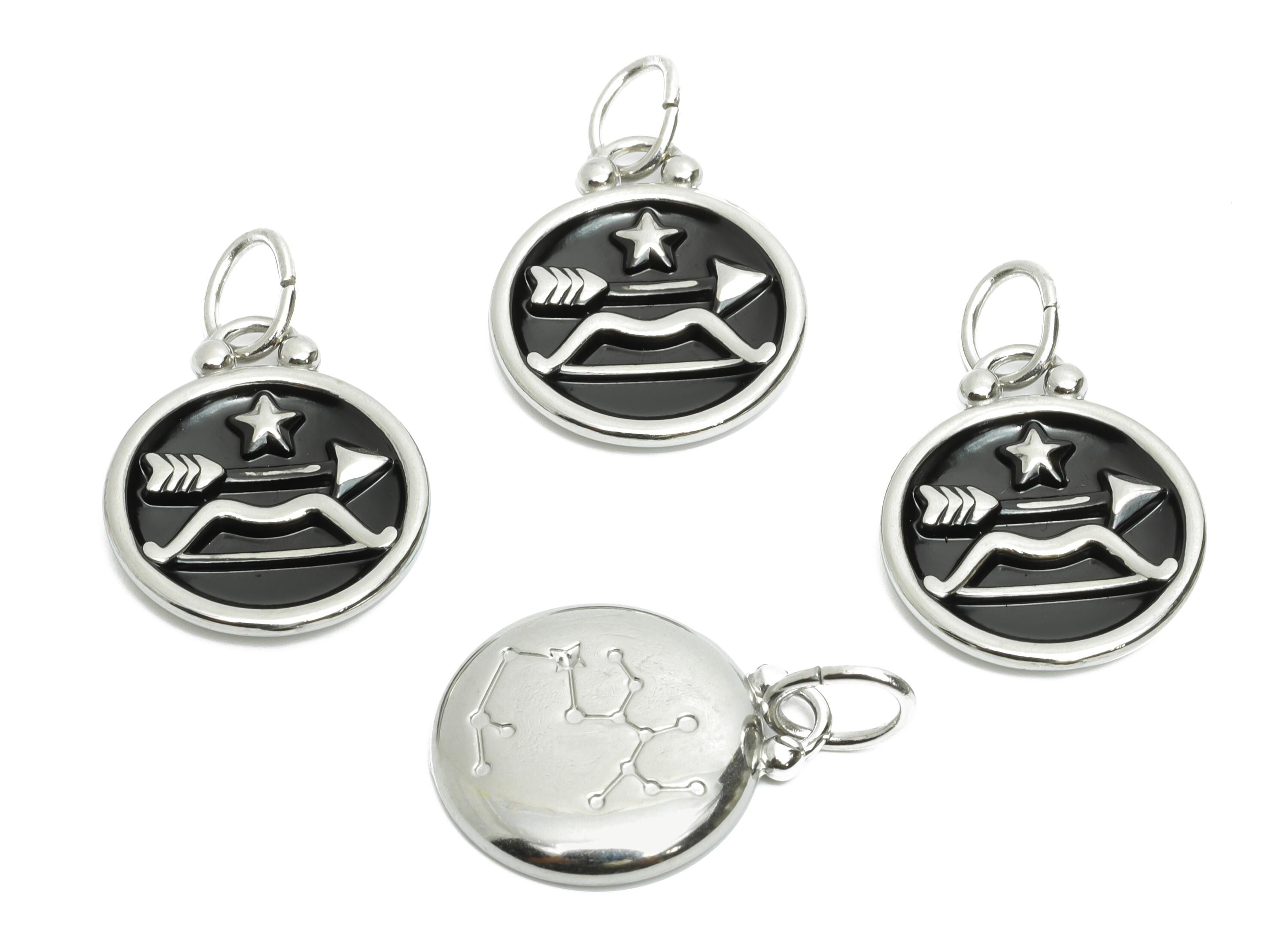Sagittarius Zodiac Pendant - Enamel Stainless Steel Horoscope Pendant - Arrow Star Astrology Pendant - Modern Jewelry - 20x16x2mm - SS1570 - DOMEDBAZAAR