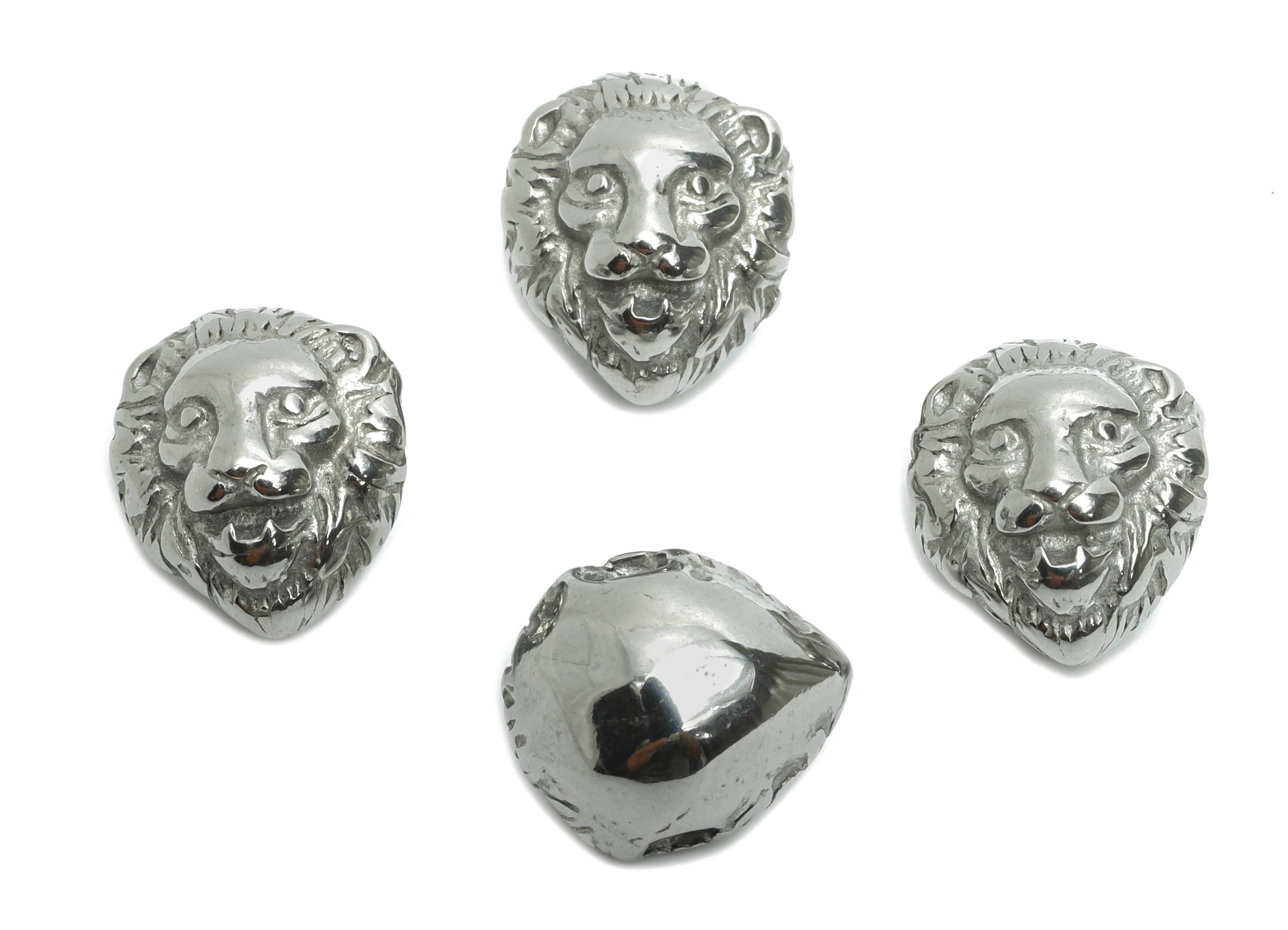 Steel Lion Head Bead - Lion Spacer Bead for Bracelet - 304 Stainless Steel - Heavy Metal Lion Bead - Statement Jewelry - 13x11x10mm - SS1580 - DOMEDBAZAAR