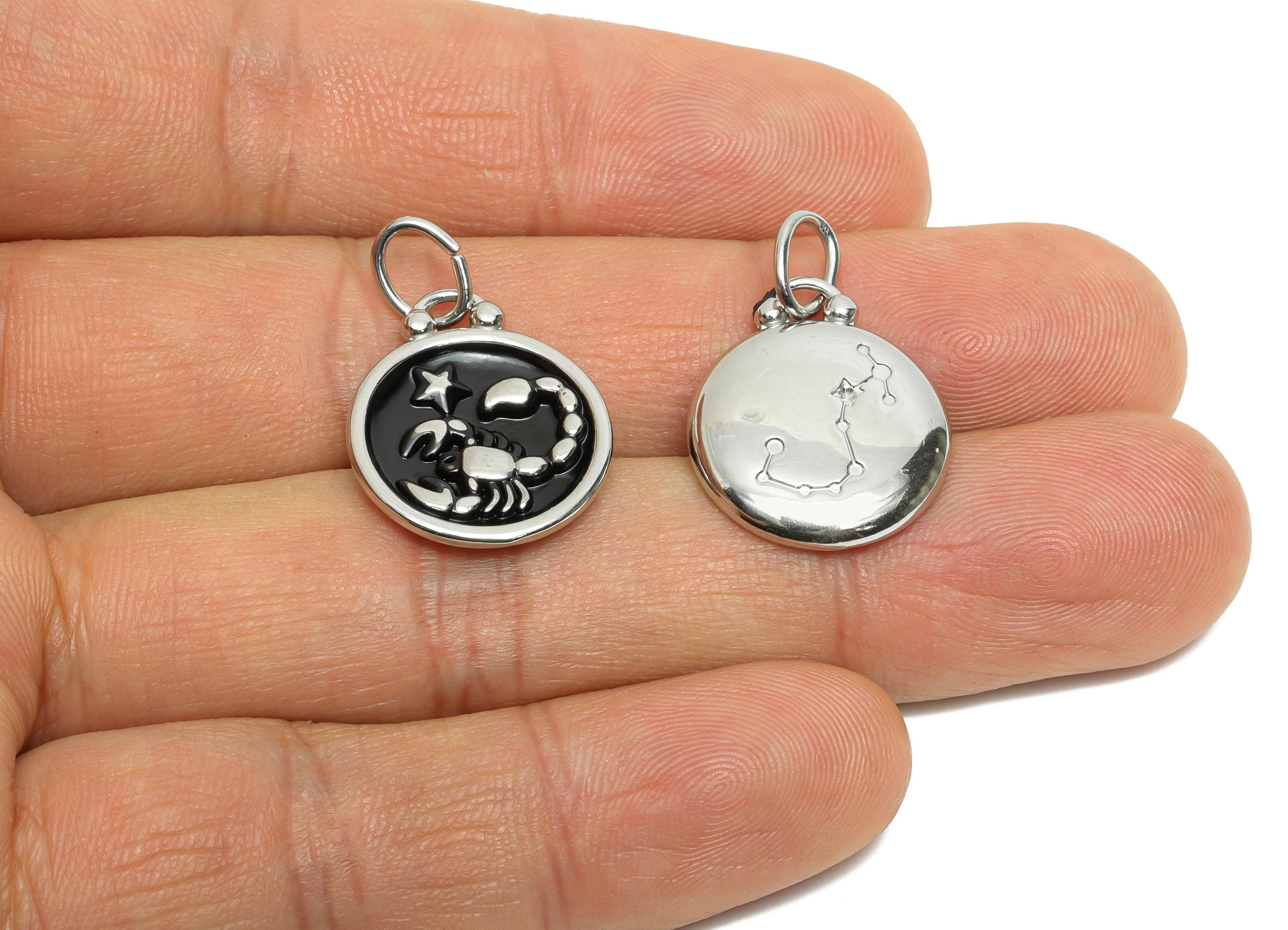 Scorpio Zodiac Pendant - Enamel Stainless Steel Horoscope Pendant - Scorpion Zodiac Pendant - Modern Scorpio Symbol - 20x16x2mm - SS1565 - DOMEDBAZAAR