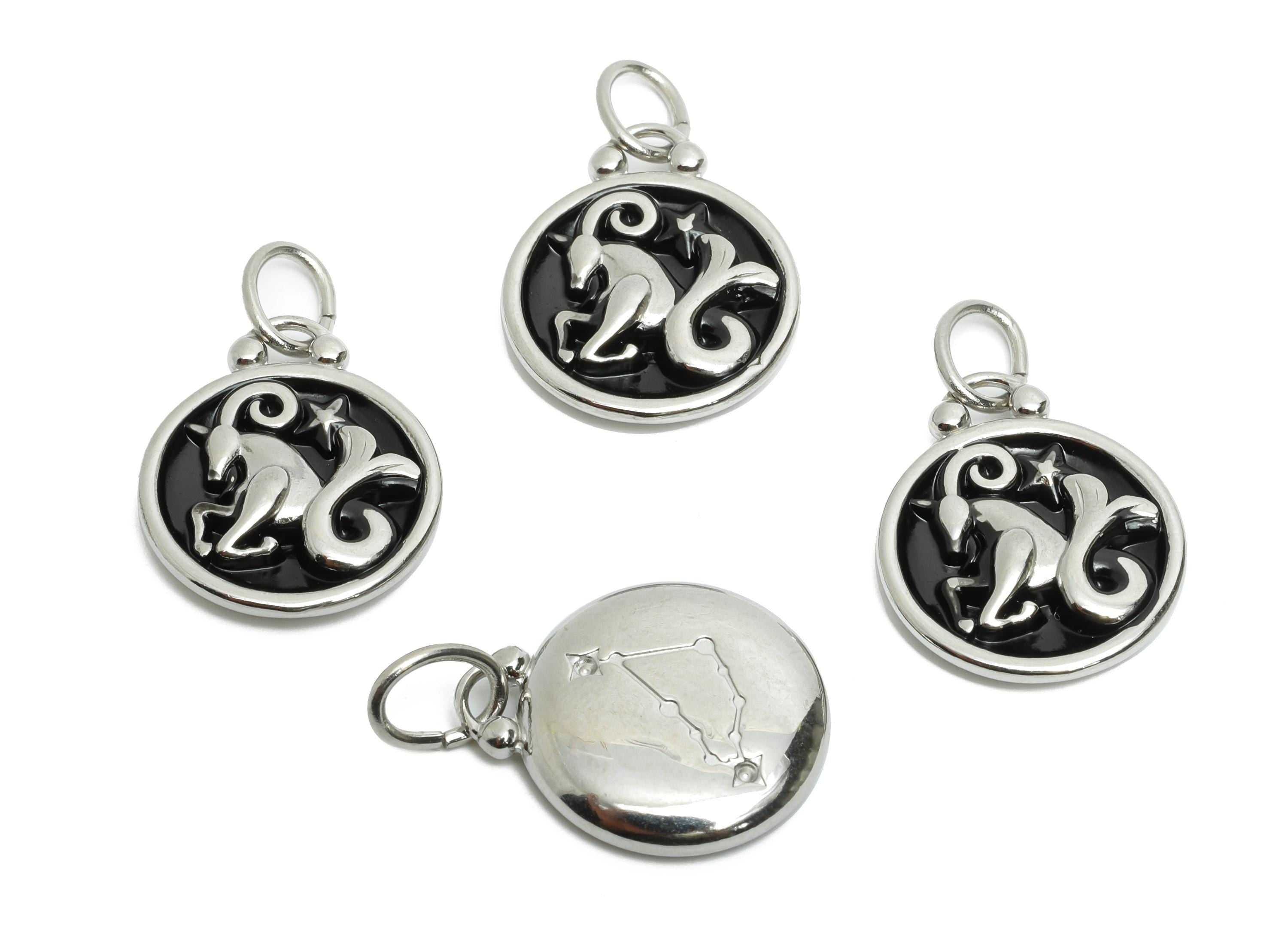 Capricorn Zodiac Pendant - Enamel Stainless Steel Horoscope Pendant - Capricorn Symbol Charm - Modern Goat Zodiac Pendant - 20x16x2mm-SS1569 - DOMEDBAZAAR