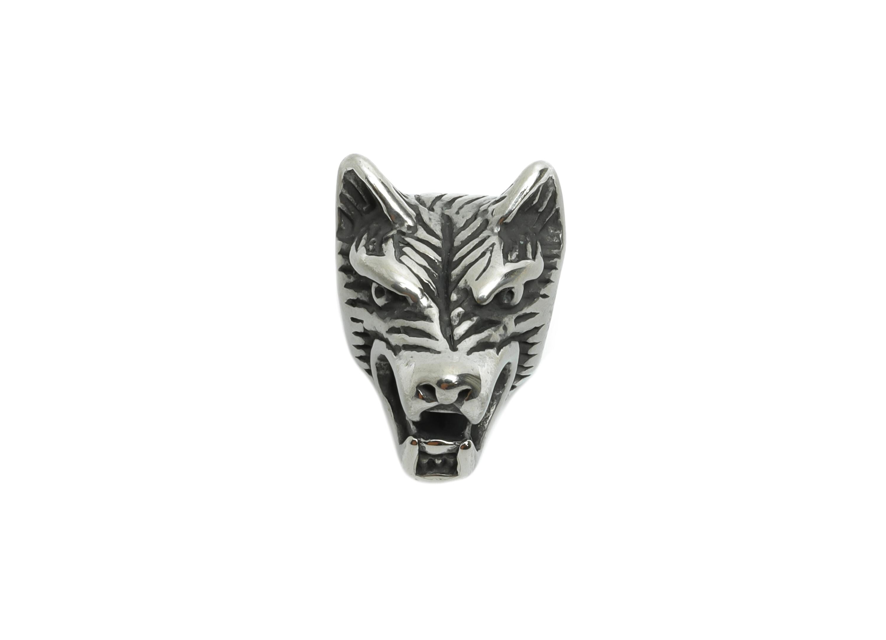 Stainless Steel Wolf Bead - Wolf Spacer Bead for Bracelet - 304 Stainless Steel - Animal Spacer Bead - Steel Finding - 14x10x11.7mm - SS1581 - DOMEDBAZAAR