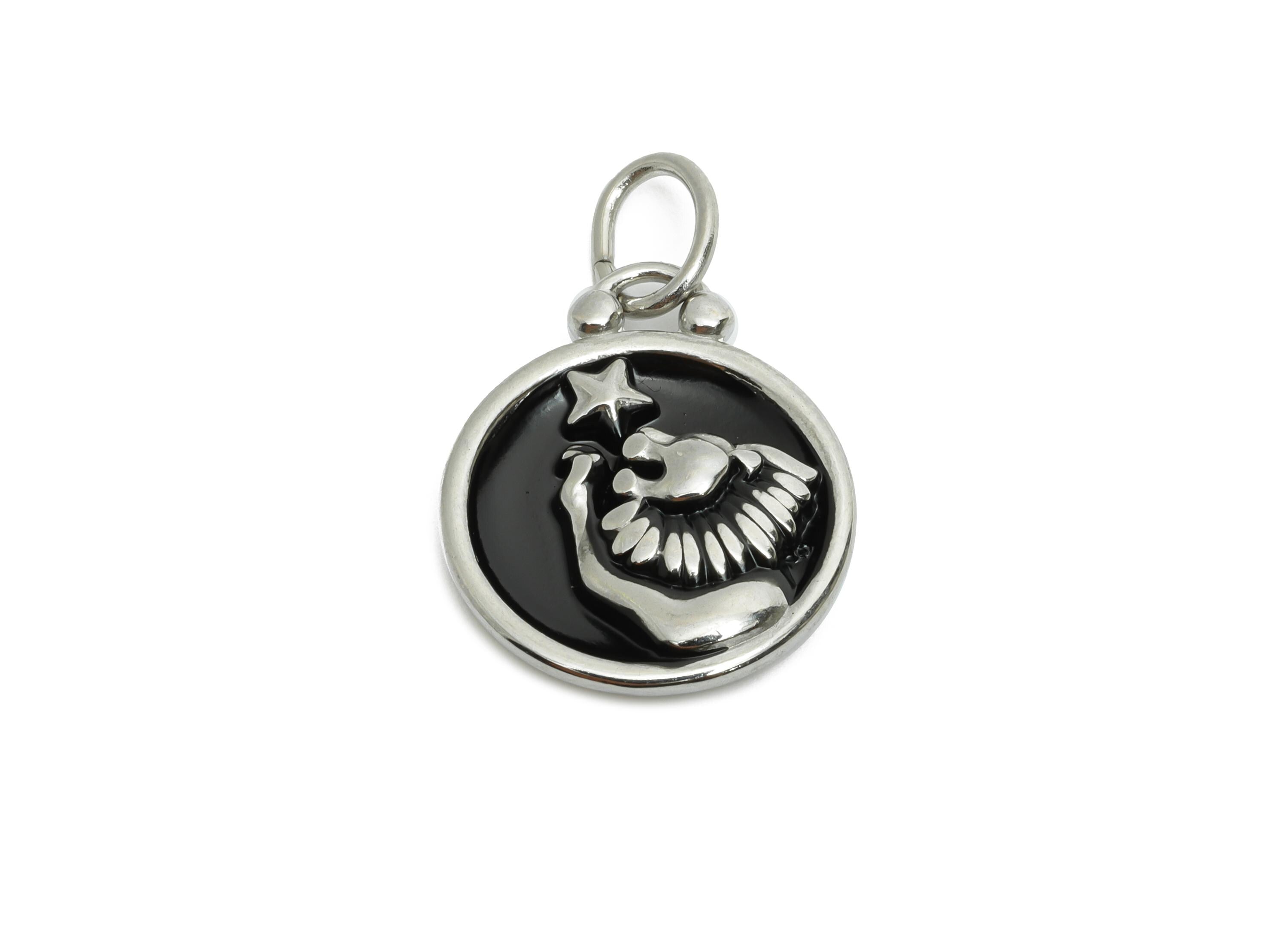 Leo Zodiac Pendant - Black Enamel Stainless Steel Horoscope Pendant - Lion Zodiac Pendant - Modern Astrology Jewelry - 20x16x2mm - SS1566 - DOMEDBAZAAR