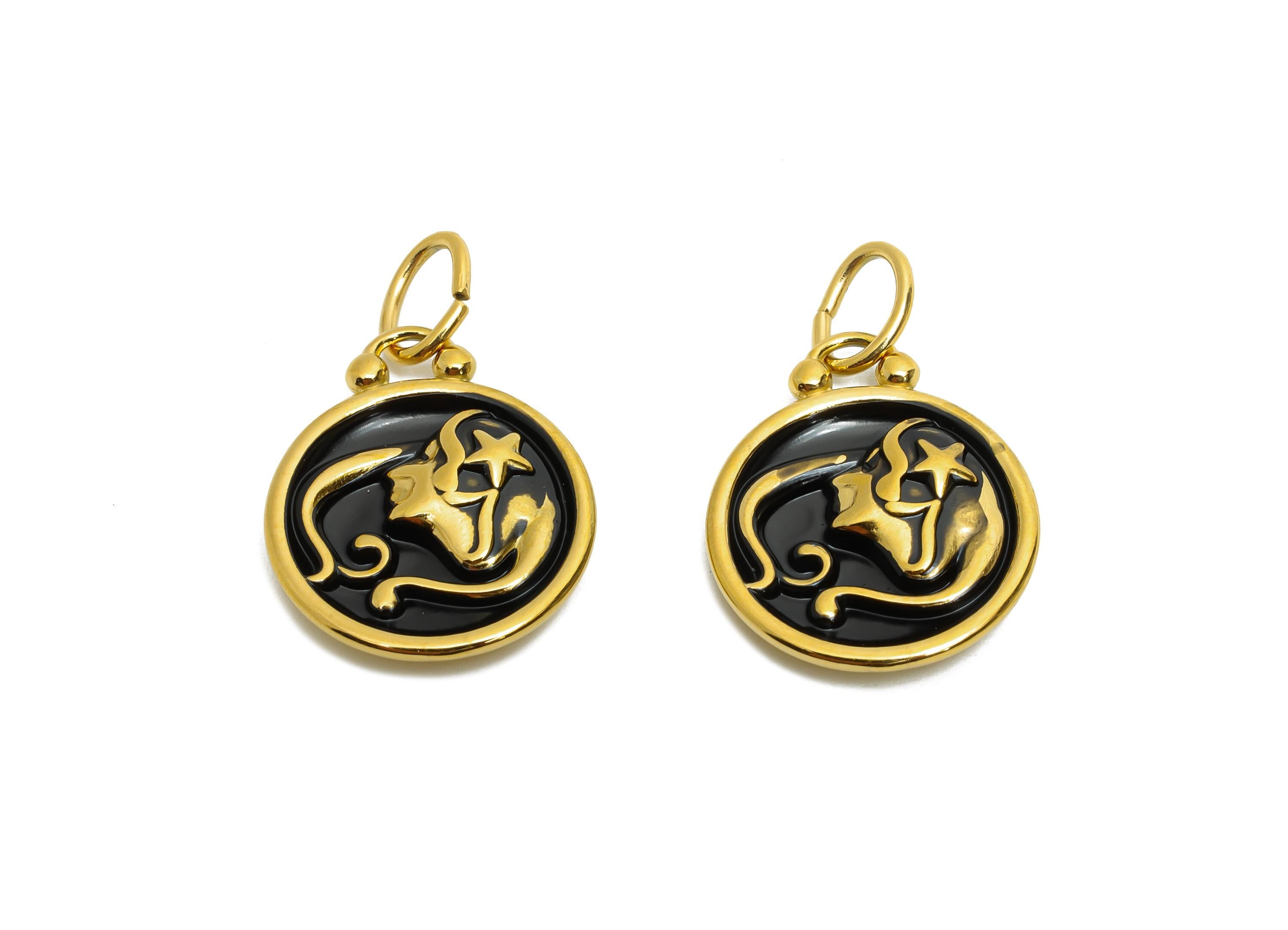 Virgo Zodiac Pendant - Enamel Stainless Steel Horoscope Pendant - Modern Stainless Steel Virgo Charm - Gold Plating - 20x16x2mm - SS1567G - DOMEDBAZAAR