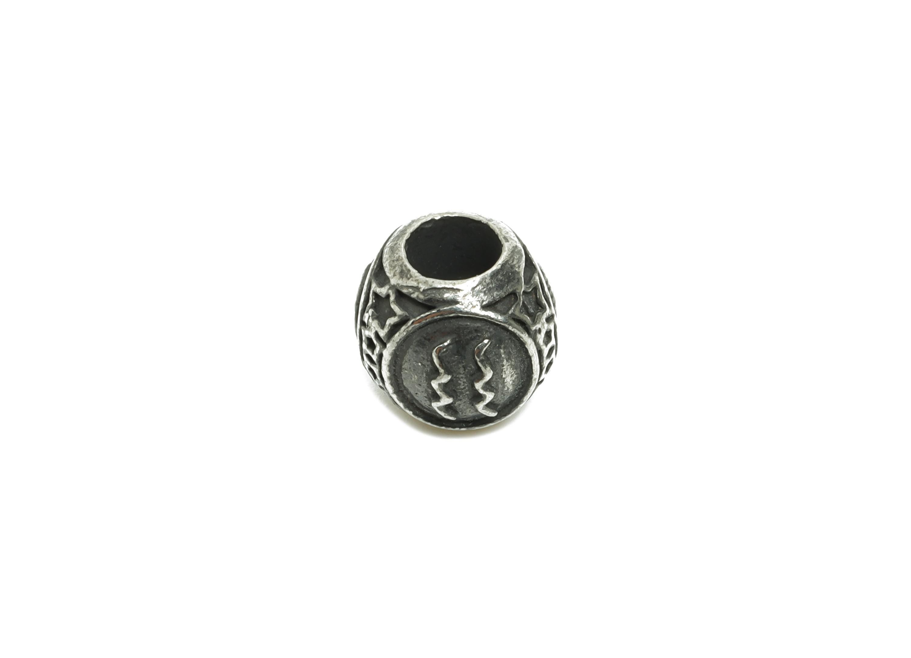 Steel Aquarius Zodiac Bead - Astrology Spacer Bead for Bracelet - 304 Stainless Steel - Horoscope Steel Spacer Beads - 9x10x9.7mm - SS1560A - DOMEDBAZAAR