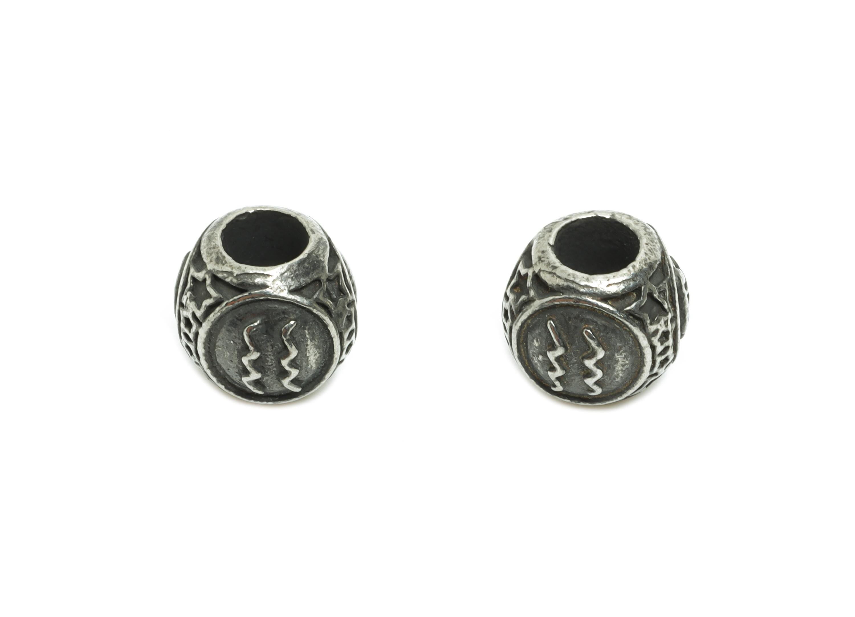 Steel Aquarius Zodiac Bead - Astrology Spacer Bead for Bracelet - 304 Stainless Steel - Horoscope Steel Spacer Beads - 9x10x9.7mm - SS1560A - DOMEDBAZAAR