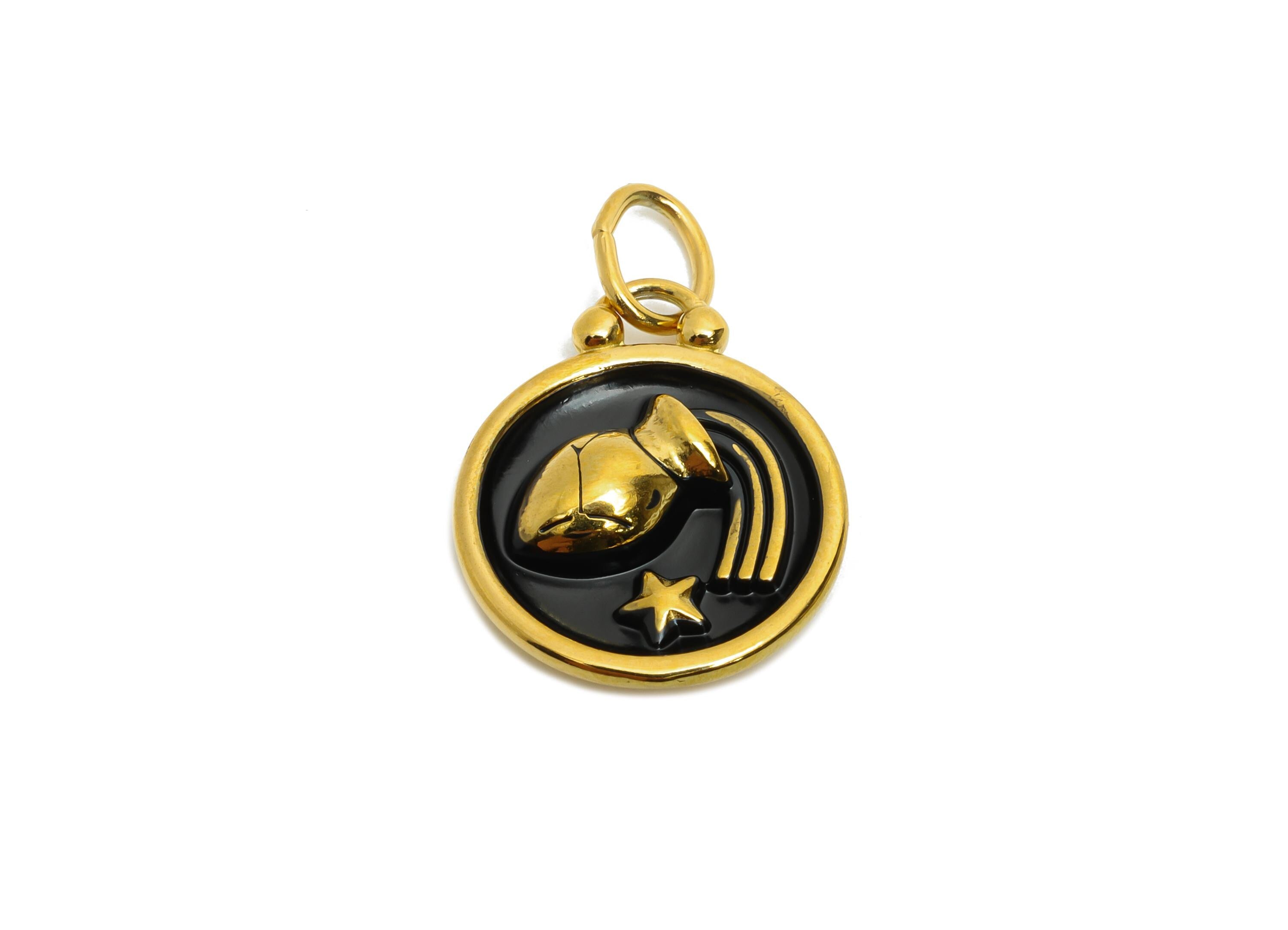 Aquarius Zodiac Pendant - Enamel Stainless Steel Horoscope Pendant - Gold Water Jug Star Pendant - Gold Plating - 20x16x2mm - SS1568G - DOMEDBAZAAR