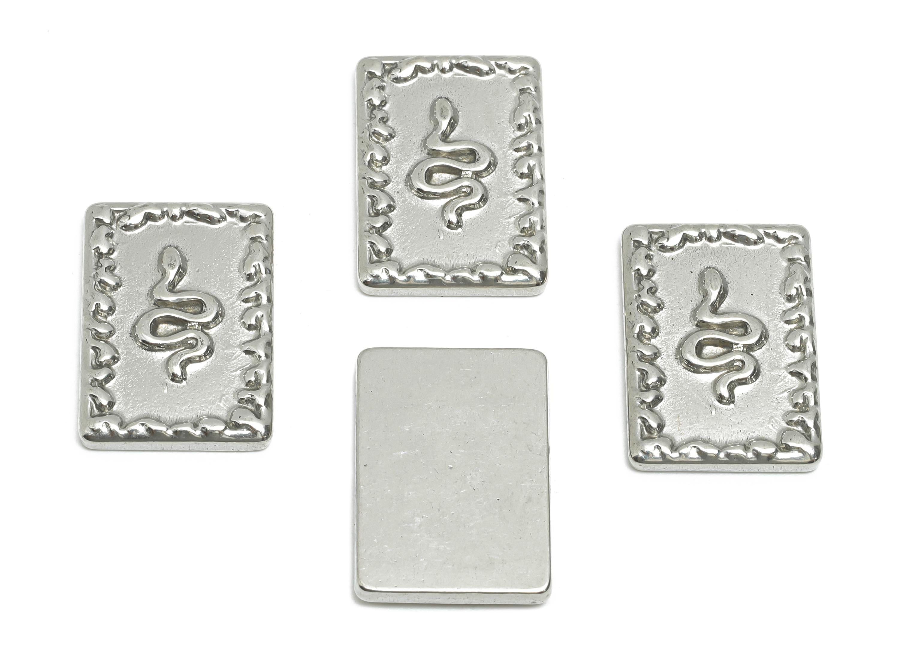 Stainless Steel Snake Charms - Unique Rectangle Snake Charms - Mystical Snake Design - Minimalist Jewelry Making - 22.3x15.7x2.9mm - SS1752 - DOMEDBAZAAR