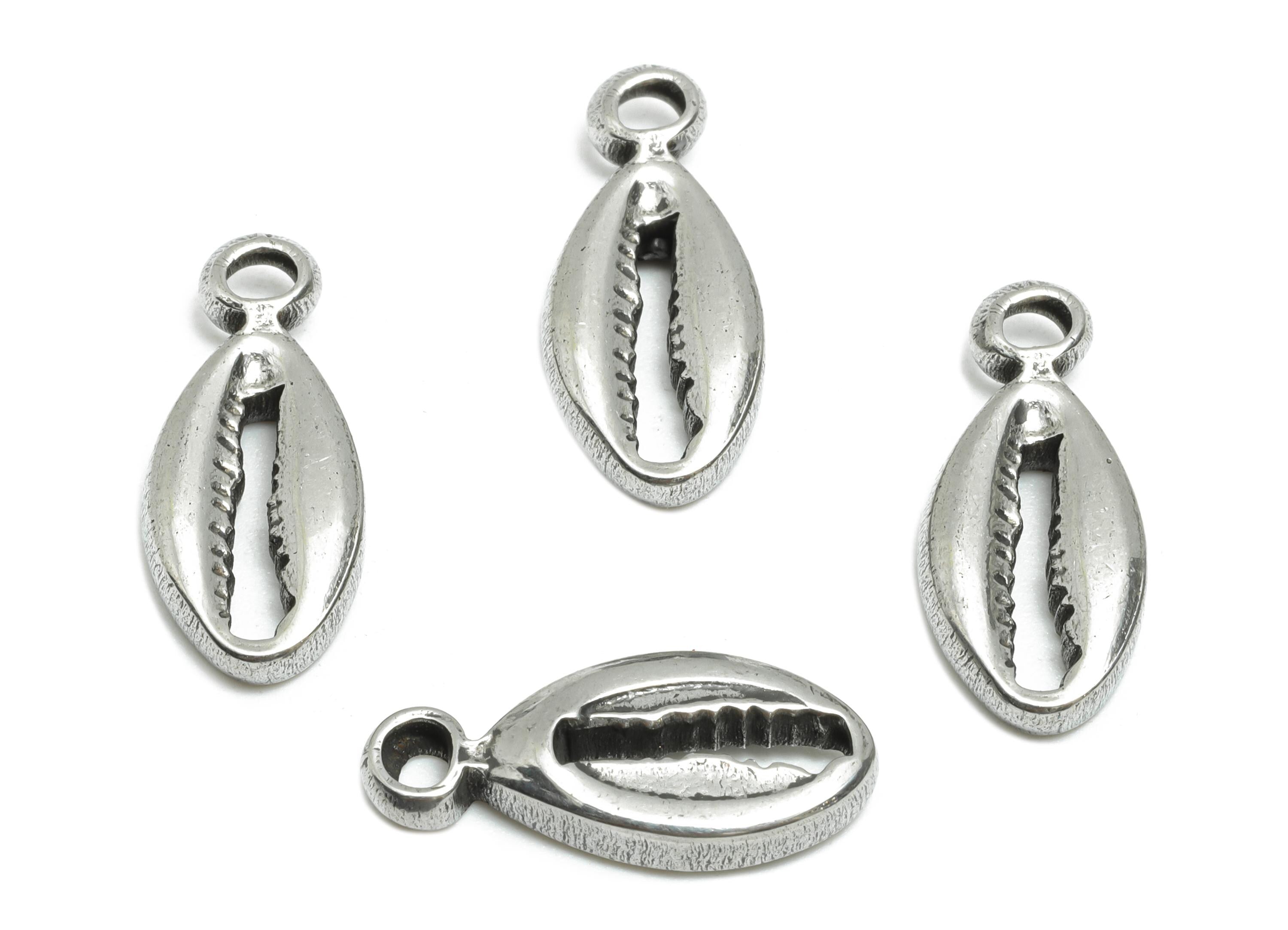 Steel Seashell Pendant - Textured Starfish Charms for Bracelet - Summer Marine Life Pendant - Coastal Jewelry - 17.8x7.82x3.15mm - SS1832 - DOMEDBAZAAR