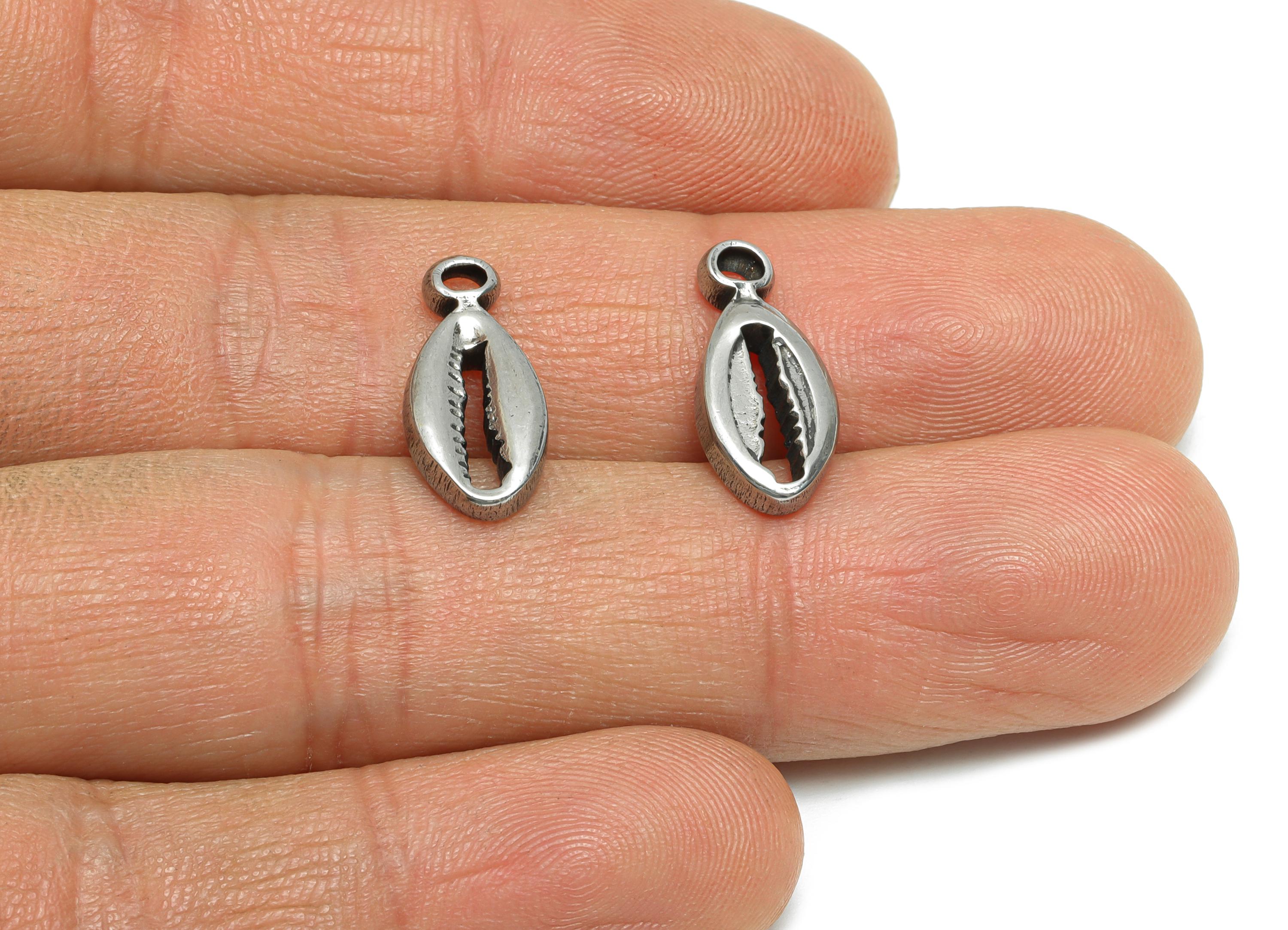 Steel Seashell Pendant - Textured Starfish Charms for Bracelet - Summer Marine Life Pendant - Coastal Jewelry - 17.8x7.82x3.15mm - SS1832 - DOMEDBAZAAR