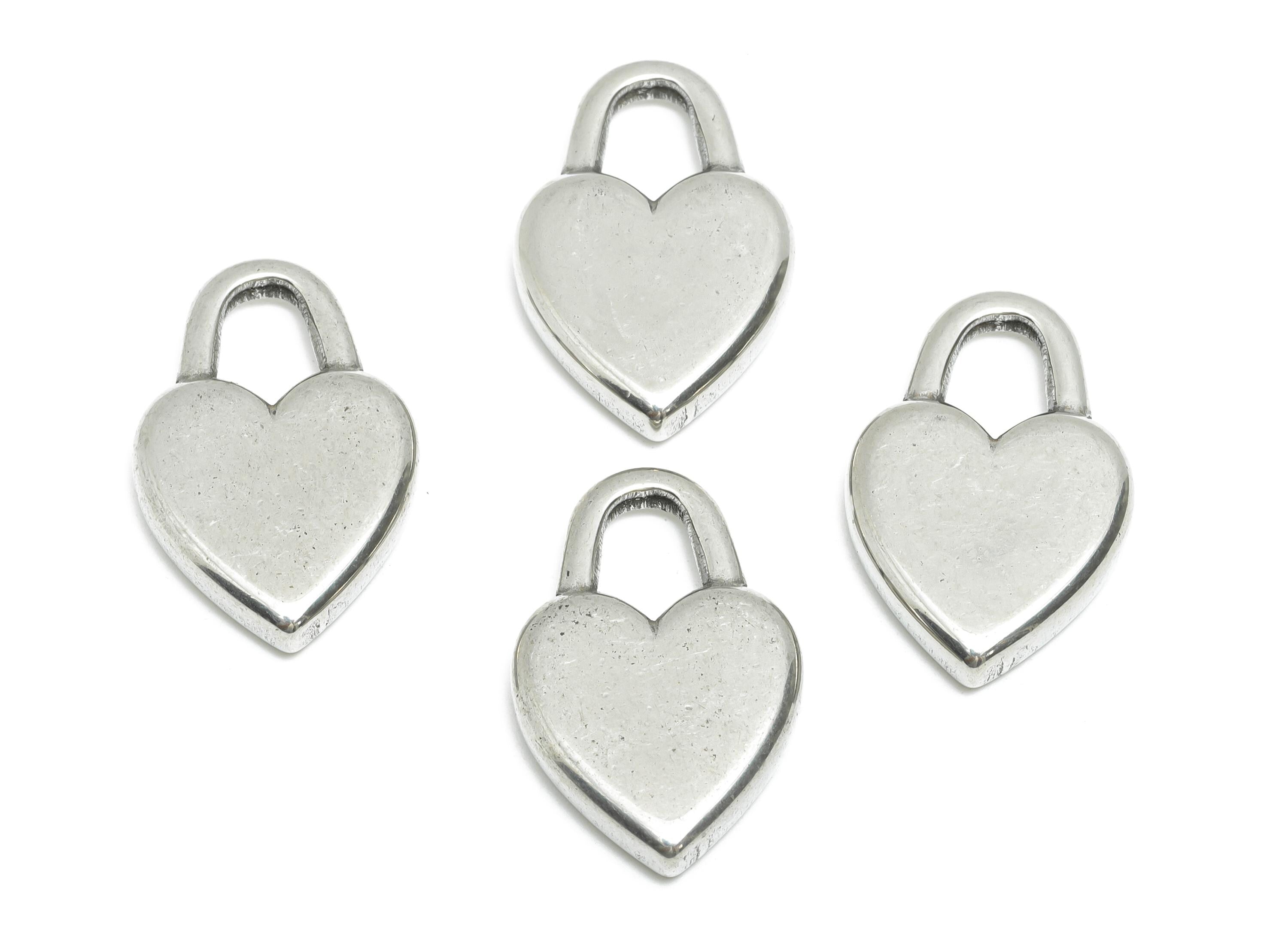 Stainless Steel Heart Charms - Smooth Heart Lock Pendant - Vintage Heart Lock Design - Symbolic Love Lock Jewelry - 24.65x15.89x4mm - SS1758 - DOMEDBAZAAR