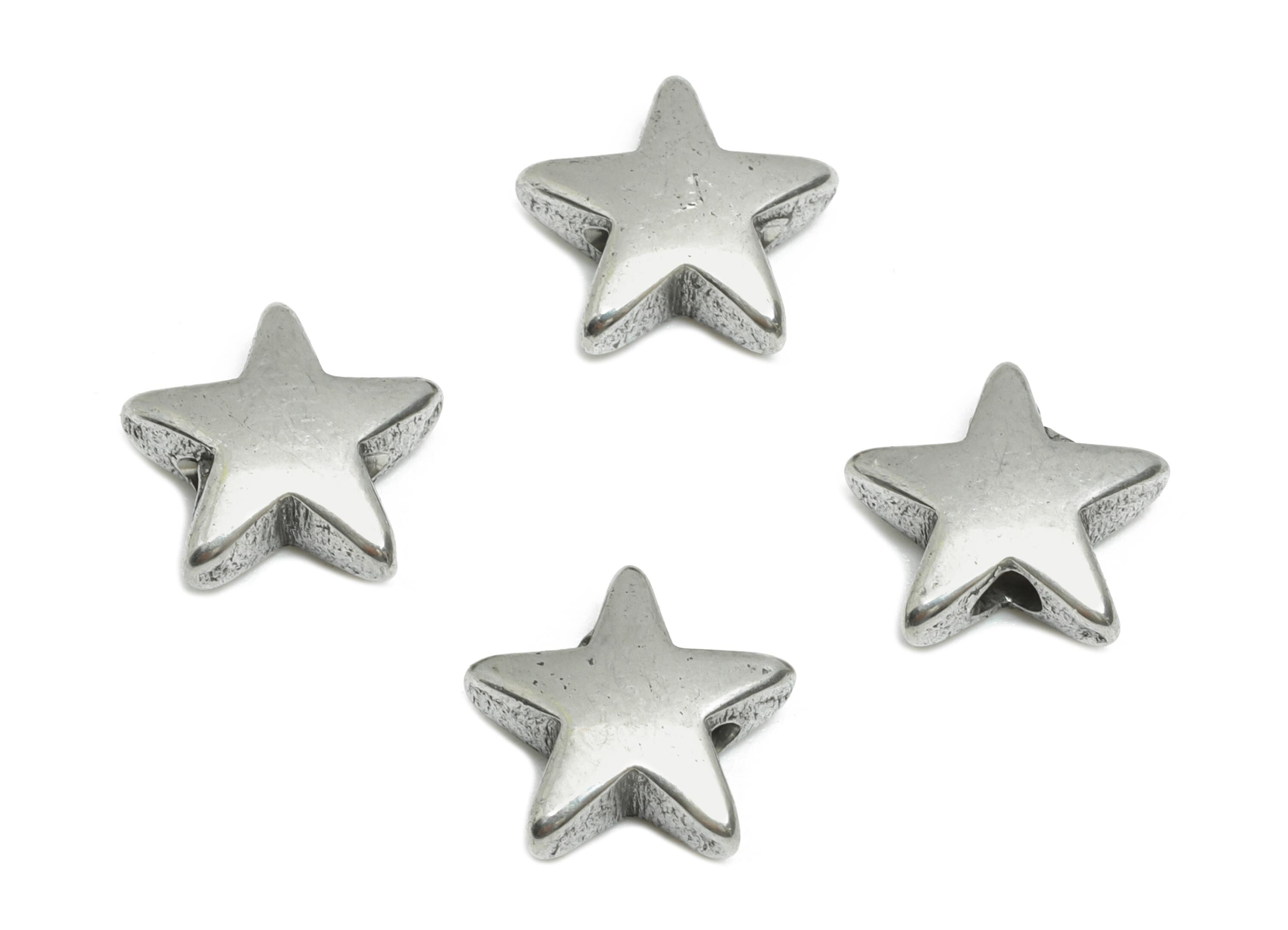 Stainless Steel Star Bead - Smooth Silver Star Bracelet Bead - Celestial Star Jewelry - Minimalist Steel Accent - 9.06x8.65x3.23mm - SS1780 - DOMEDBAZAAR