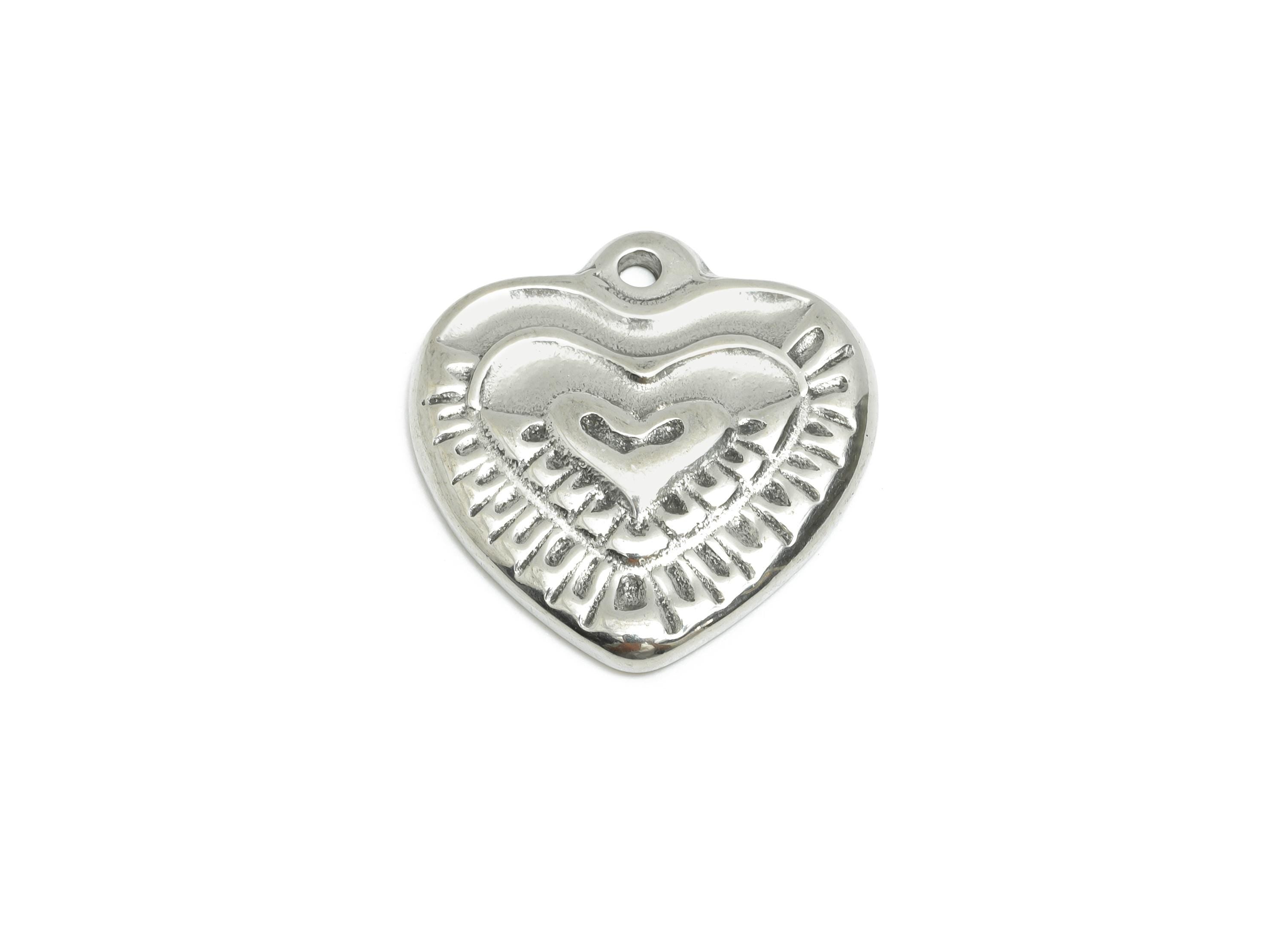 Steel Heart Pendant - Minimalist Heart Jewelry for Necklace - Vintage Romantic Charm - Chandelier Jewelry Finding - 21x20x2.78mm - SS1827 - DOMEDBAZAAR