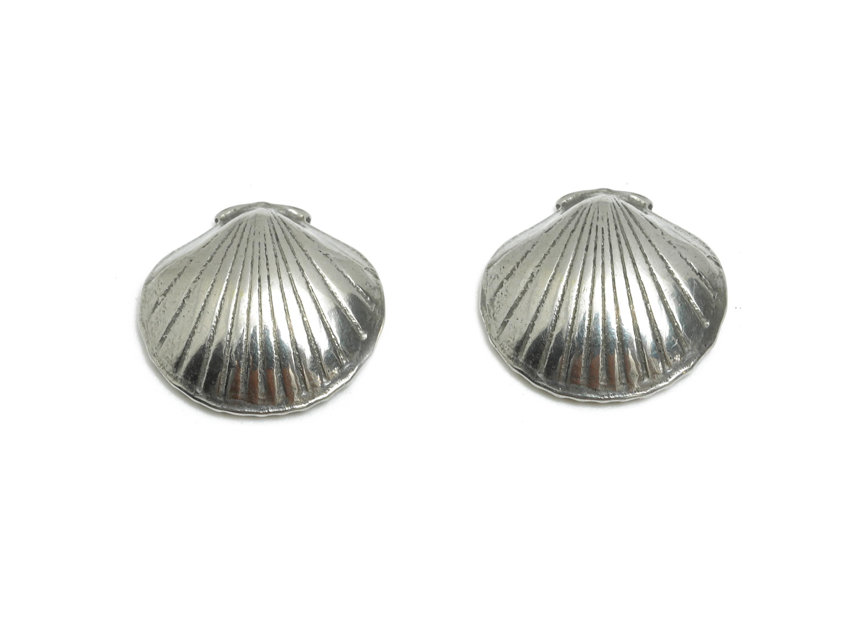 Steel Shell Charms - Textured Steel Marine Shell Charm - Nature Silver Ocean Life Design - Steel Jewelry Accessory - 12x11.7x3.29mm - SS1951 - DOMEDBAZAAR