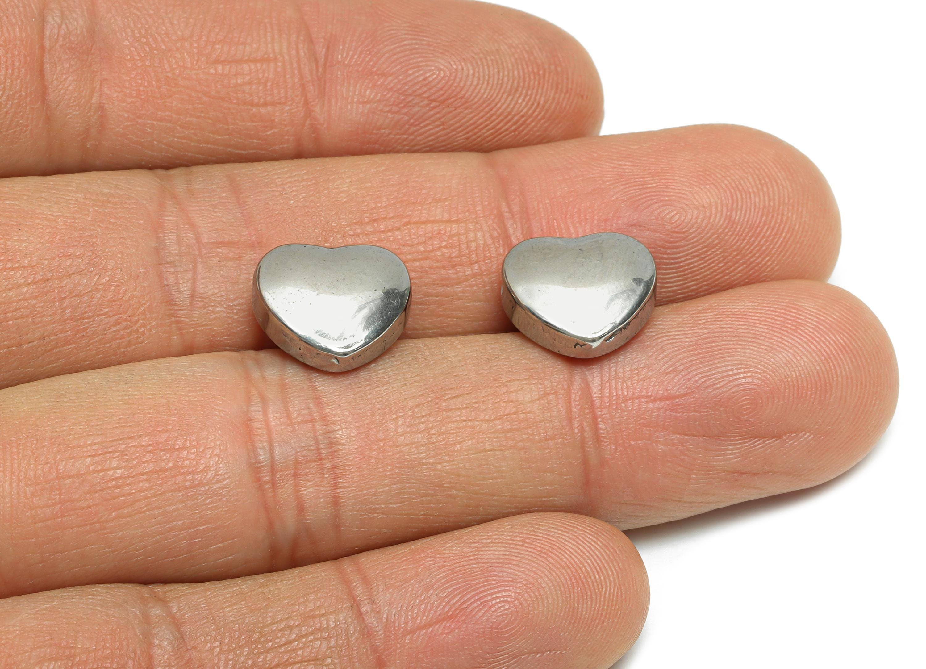 Stainless Steel Heart Bead - Sleek Silver Heart Bracelet Bead - Romantic Heart Jewelry - DIY Jewelry Accessory - 12.49x10.76x5.94mm - SS1859 - DOMEDBAZAAR