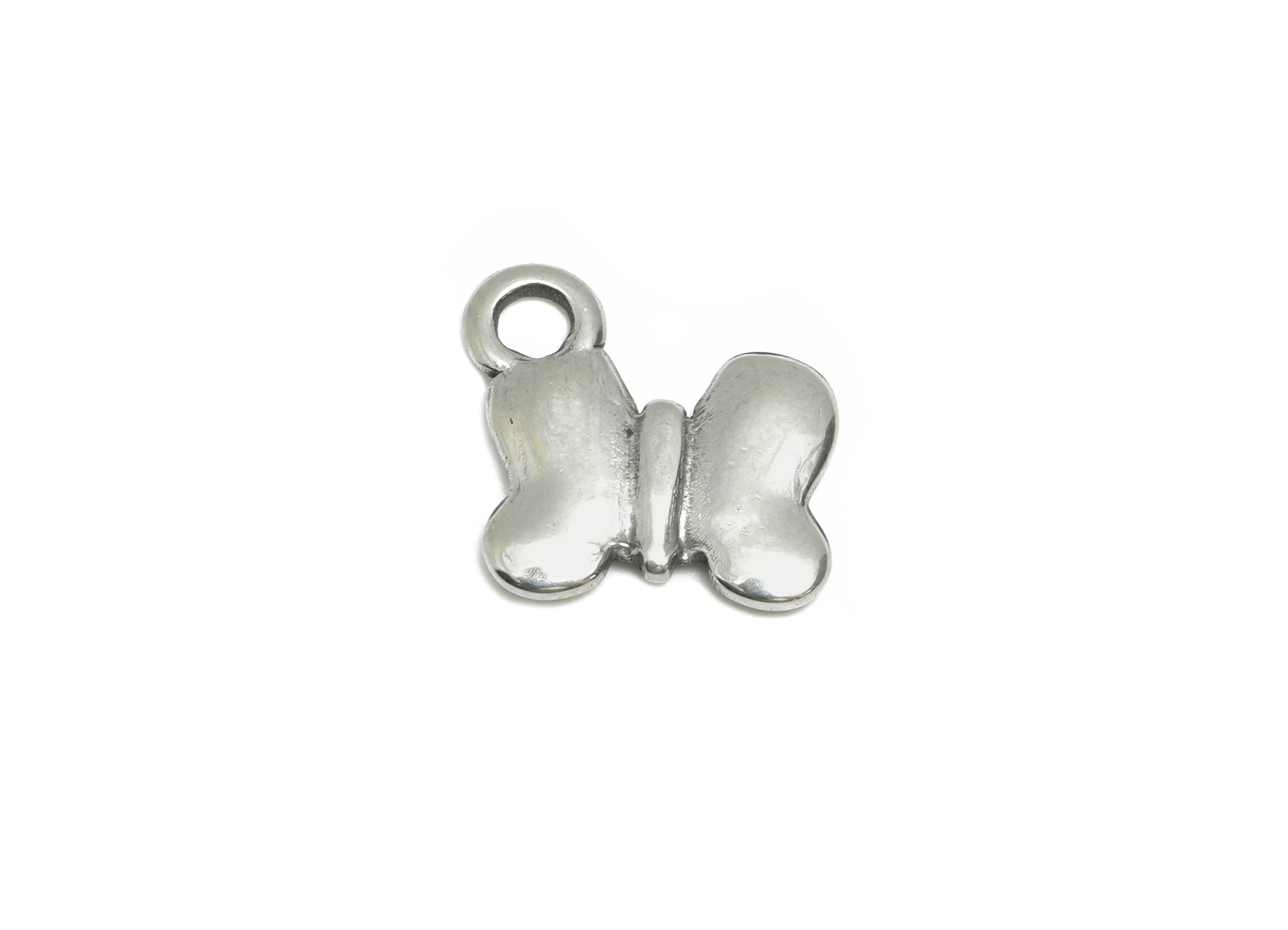 Steel Butterfly Charms - Sleek Silver Insect Charms for Bracelet - Minimalist Butterfly Charm - Whimsical Jewelry - 12.26x12x1.66mm - SS1795 - DOMEDBAZAAR