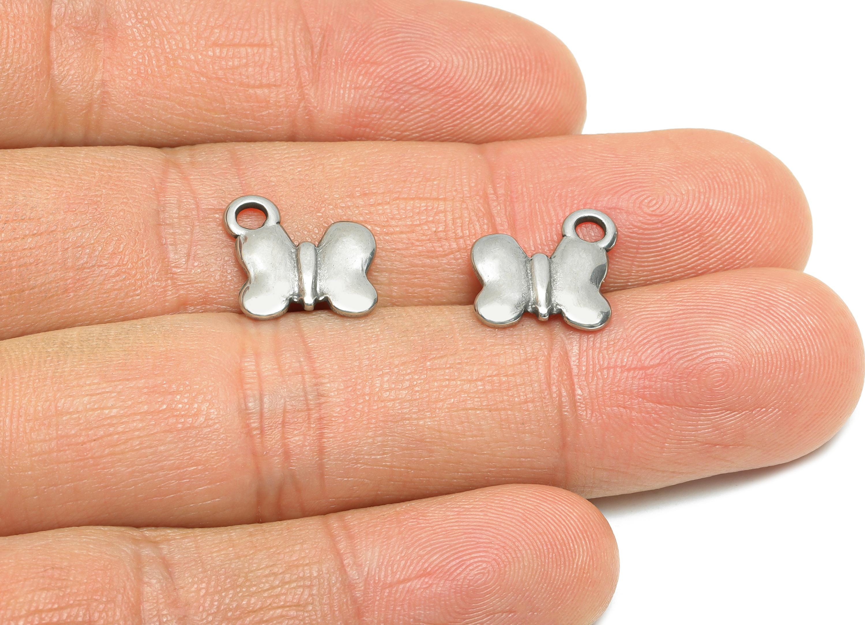 Steel Butterfly Charms - Sleek Silver Insect Charms for Bracelet - Minimalist Butterfly Charm - Whimsical Jewelry - 12.26x12x1.66mm - SS1795 - DOMEDBAZAAR