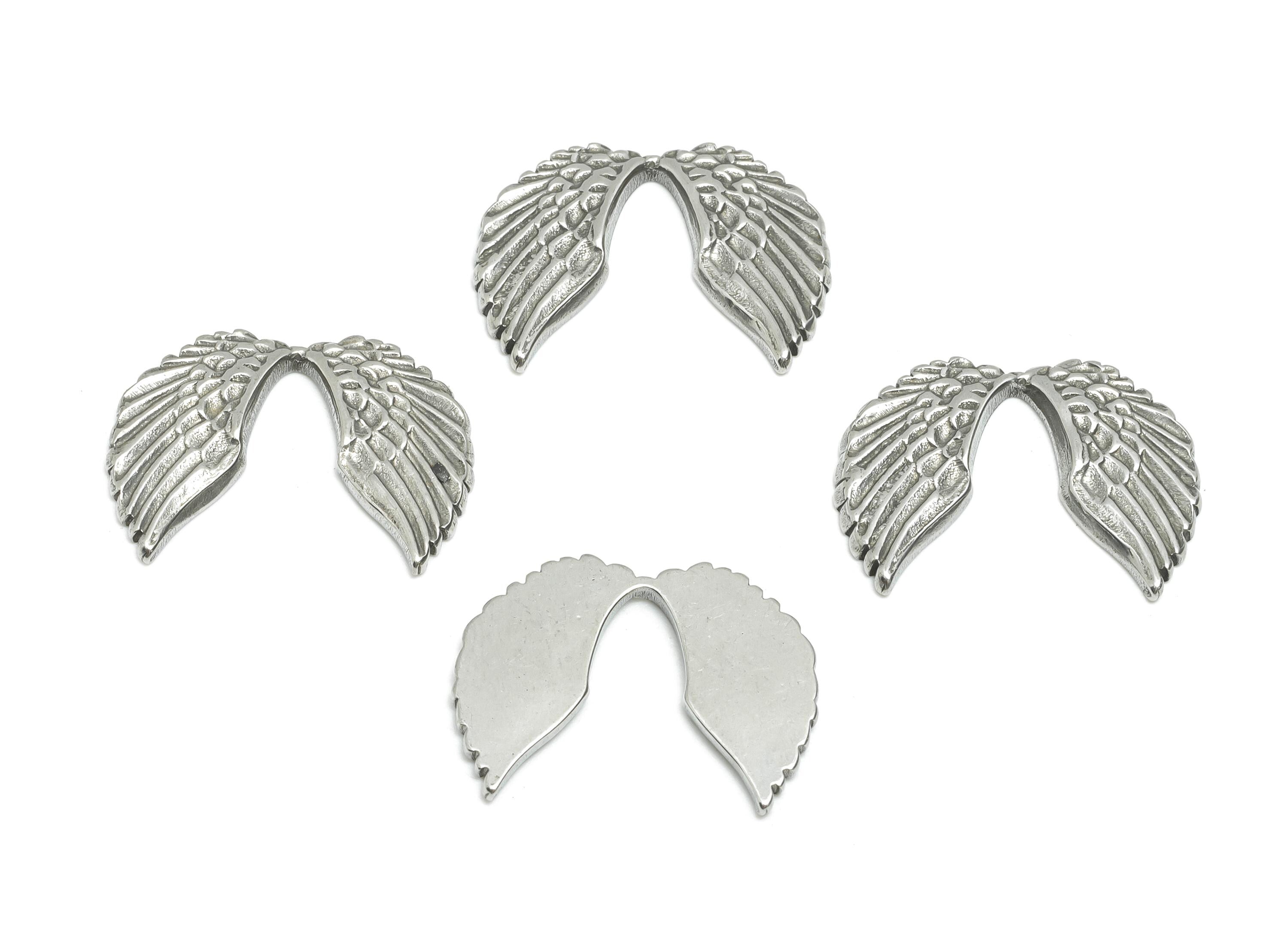 Stainless Steel Wing Charm - Textured Silver Wing Charm - Stainless Steel Angel Wing Design - Metal Craft Supplies - 21x15.5x1.98mm - SS1747 - DOMEDBAZAAR