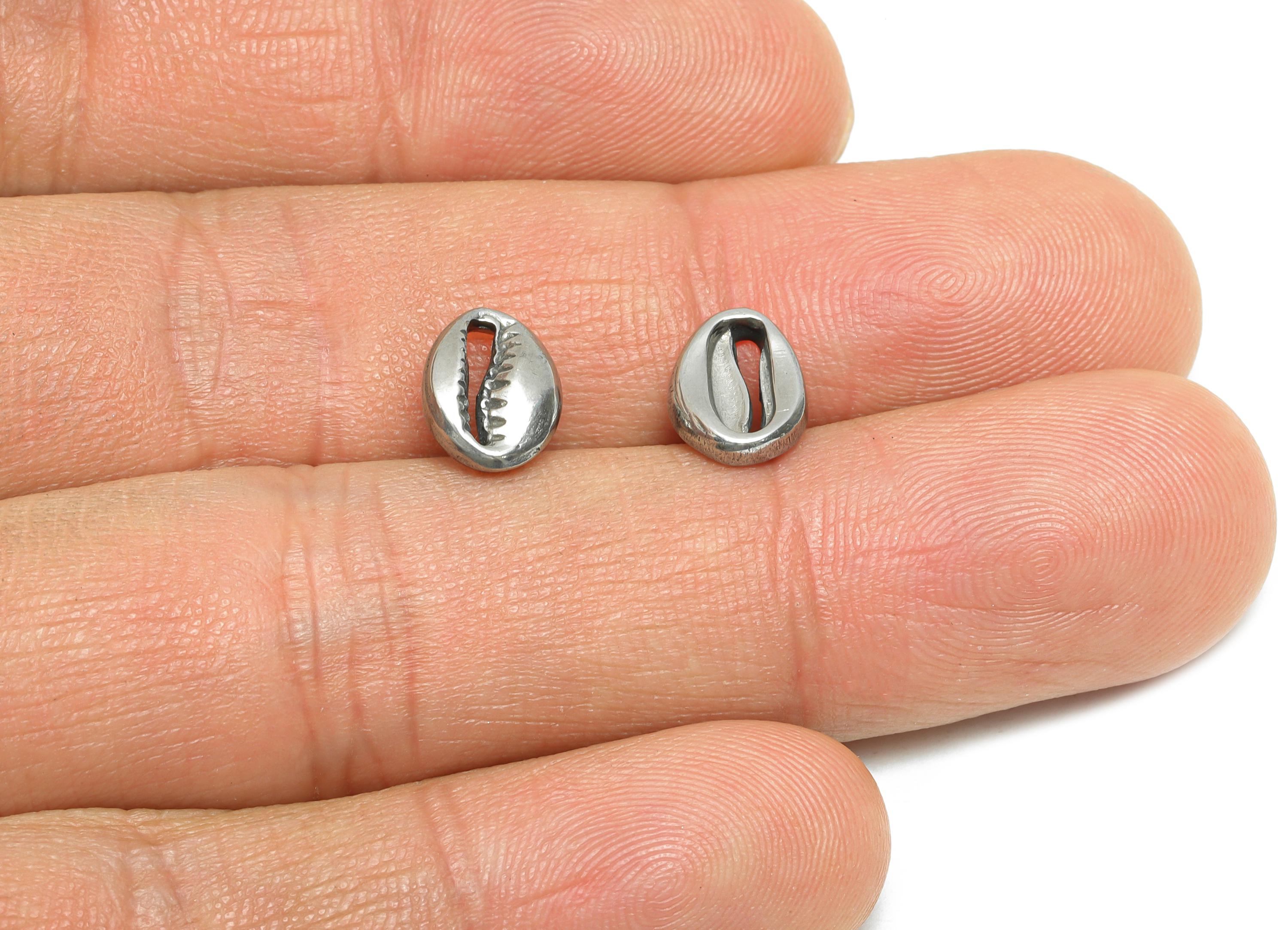 Steel Seashell Charm - Textured Starfish Charms for Bracelet - Summer Marine Life Charm - Coastal Jewelry - 10x7x3.08mm - SS1783 - DOMEDBAZAAR