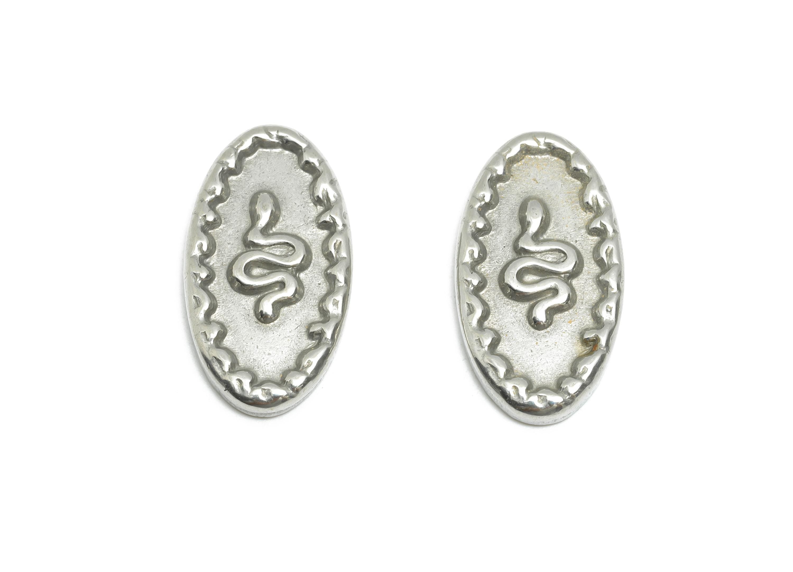 Stainless Steel Snake Charms - Vintage Oval Snake Charms - Textured Snake Steel Charm - DIY Jewelry Accessory - 22.29x11.73x2.59mm - SS1925 - DOMEDBAZAAR