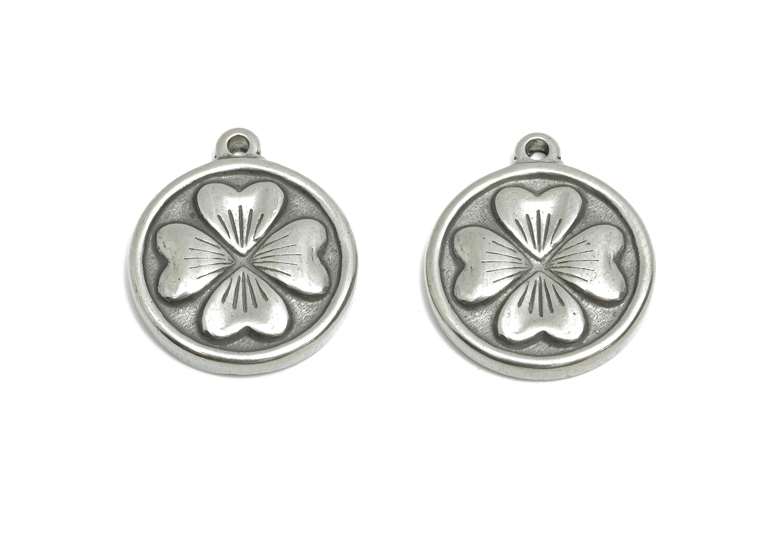 Steel Flower Pendant - Steel Floral Pendant for Necklace - Nature Botanical Spring Charm - Elegant Jewelry Making - 17x15x2.66mm - SS1941 - DOMEDBAZAAR