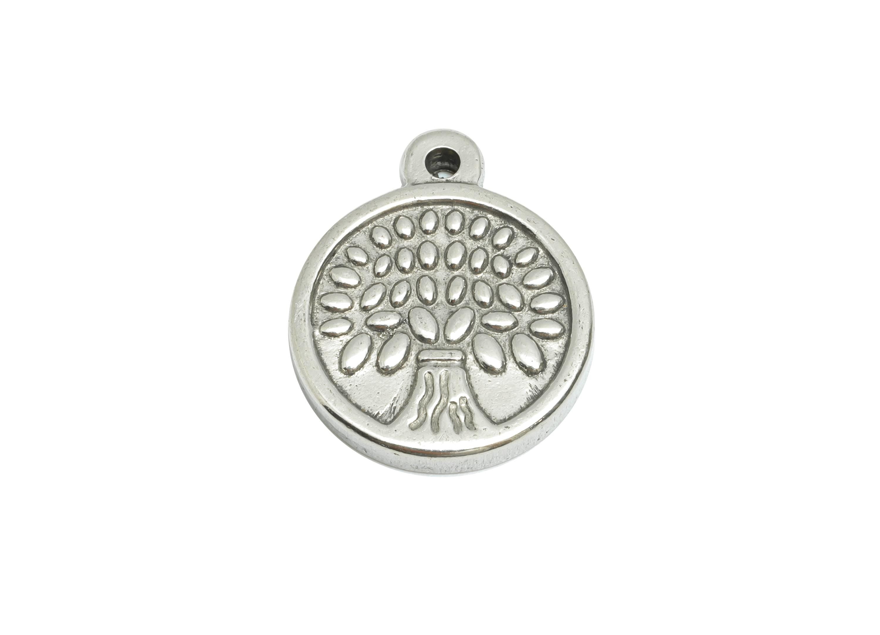 Tree of Life Pendant - Rooted Tree Pendant for Necklace - Textured DIY Jewelry Making - Growth Stability Symbol - 18.6x15.24x2.38mm - SS1894 - DOMEDBAZAAR