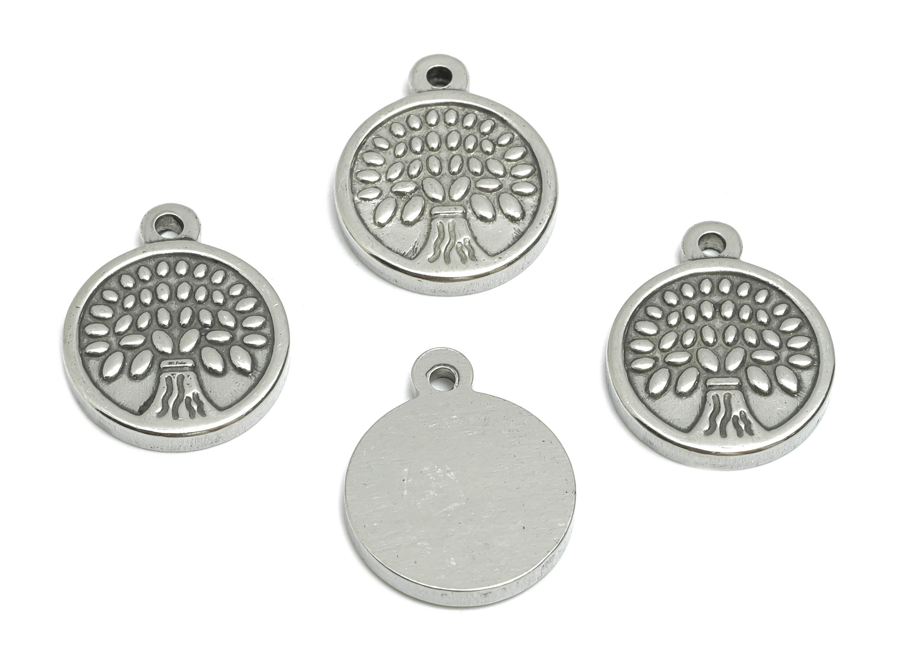 Tree of Life Pendant - Rooted Tree Pendant for Necklace - Textured DIY Jewelry Making - Growth Stability Symbol - 18.6x15.24x2.38mm - SS1894 - DOMEDBAZAAR