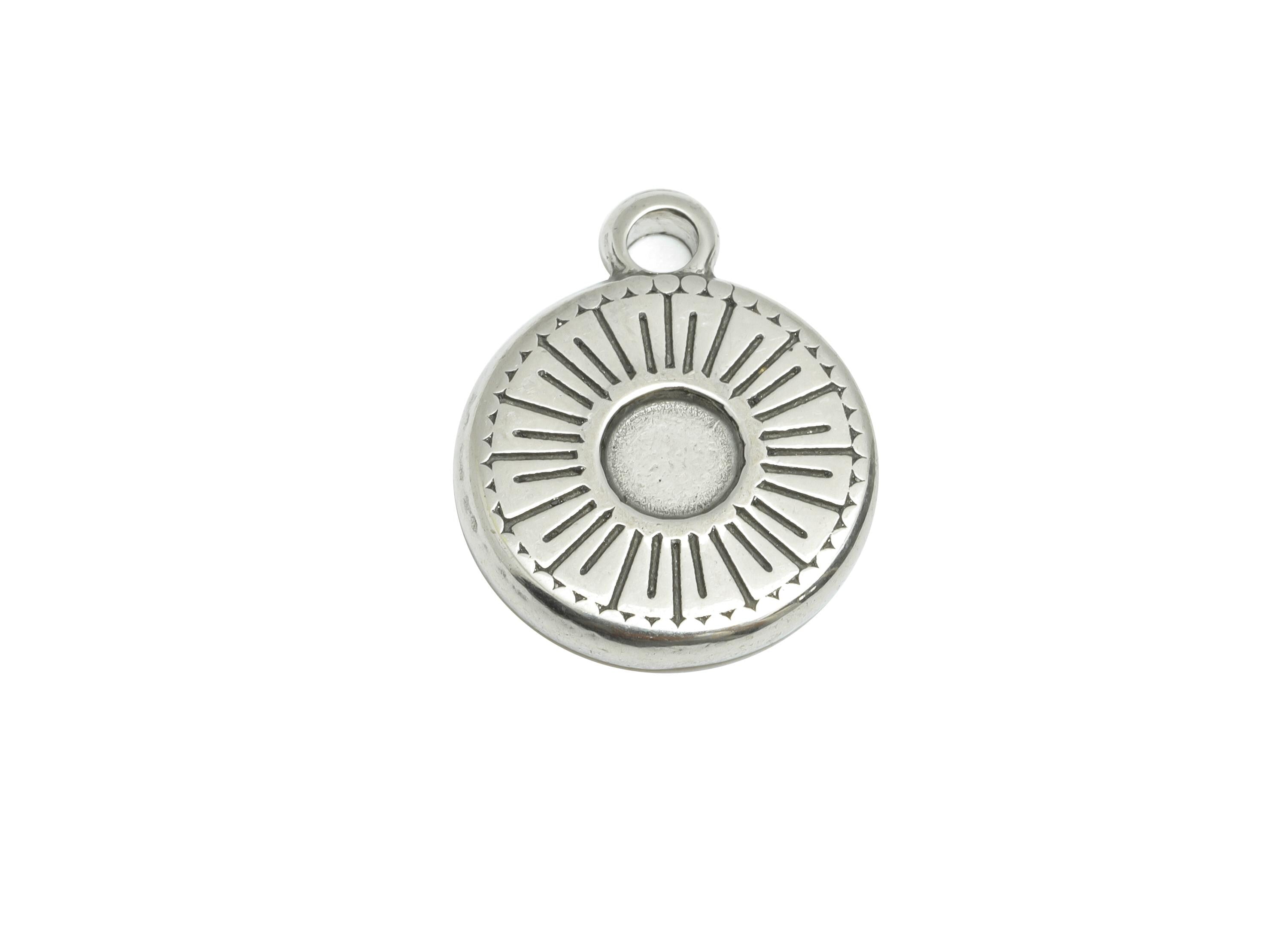 Steel Sunburst Heart Pendant - Textured Sunshine Charm for Necklace - Handmade Jewelry For Gemstone - Steel Jewelry - 19x15x2.39mm - SS1931 - DOMEDBAZAAR