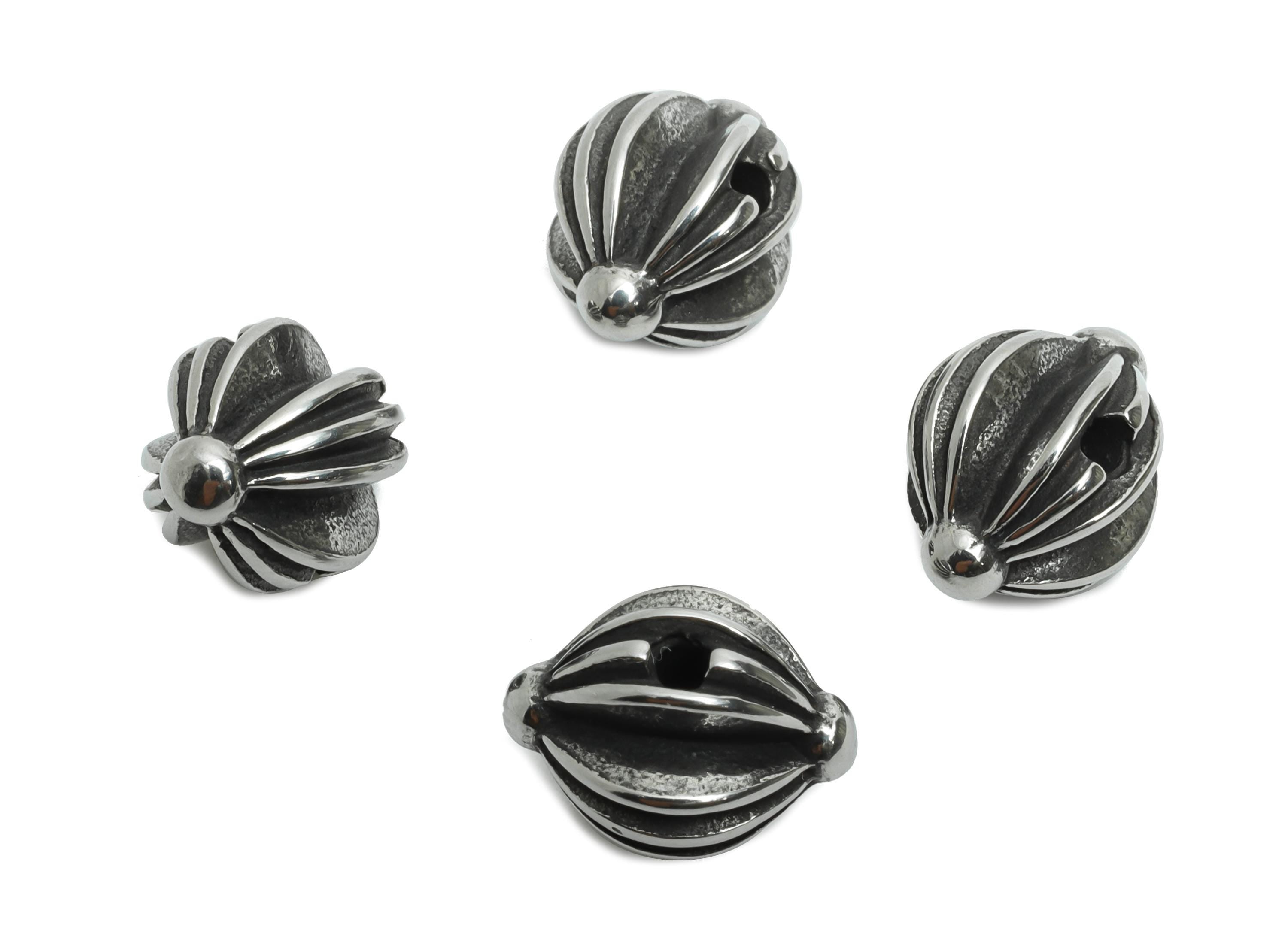 Stainless Steel Carved Beads - Spacer Bead for Bracelet - Antique Style Spacer Beads - Vintage Inspired Jewelry Bead - 12x9.56x9mm - SS1601 - DOMEDBAZAAR