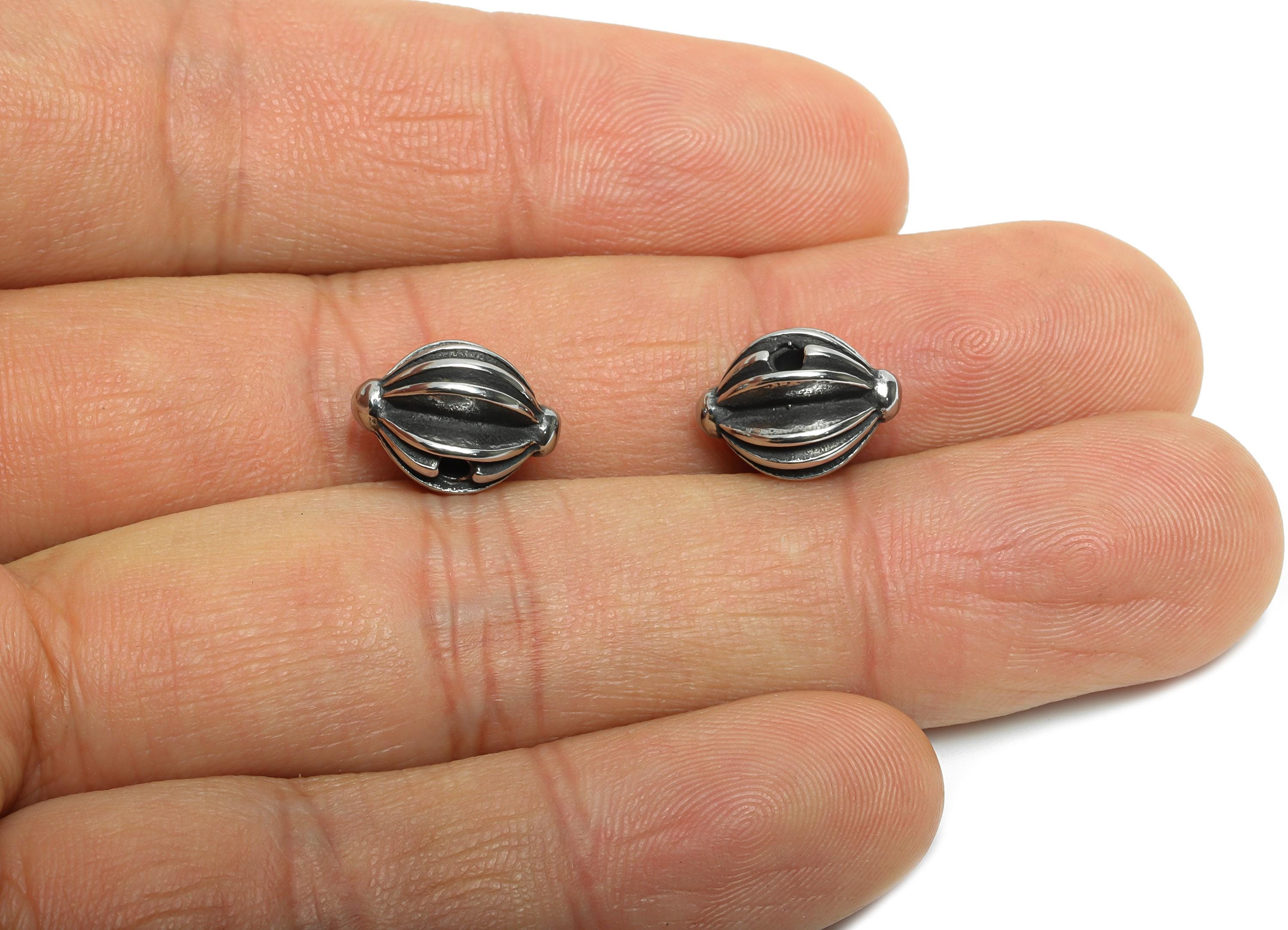 Stainless Steel Carved Beads - Spacer Bead for Bracelet - Antique Style Spacer Beads - Vintage Inspired Jewelry Bead - 12x9.56x9mm - SS1601 - DOMEDBAZAAR