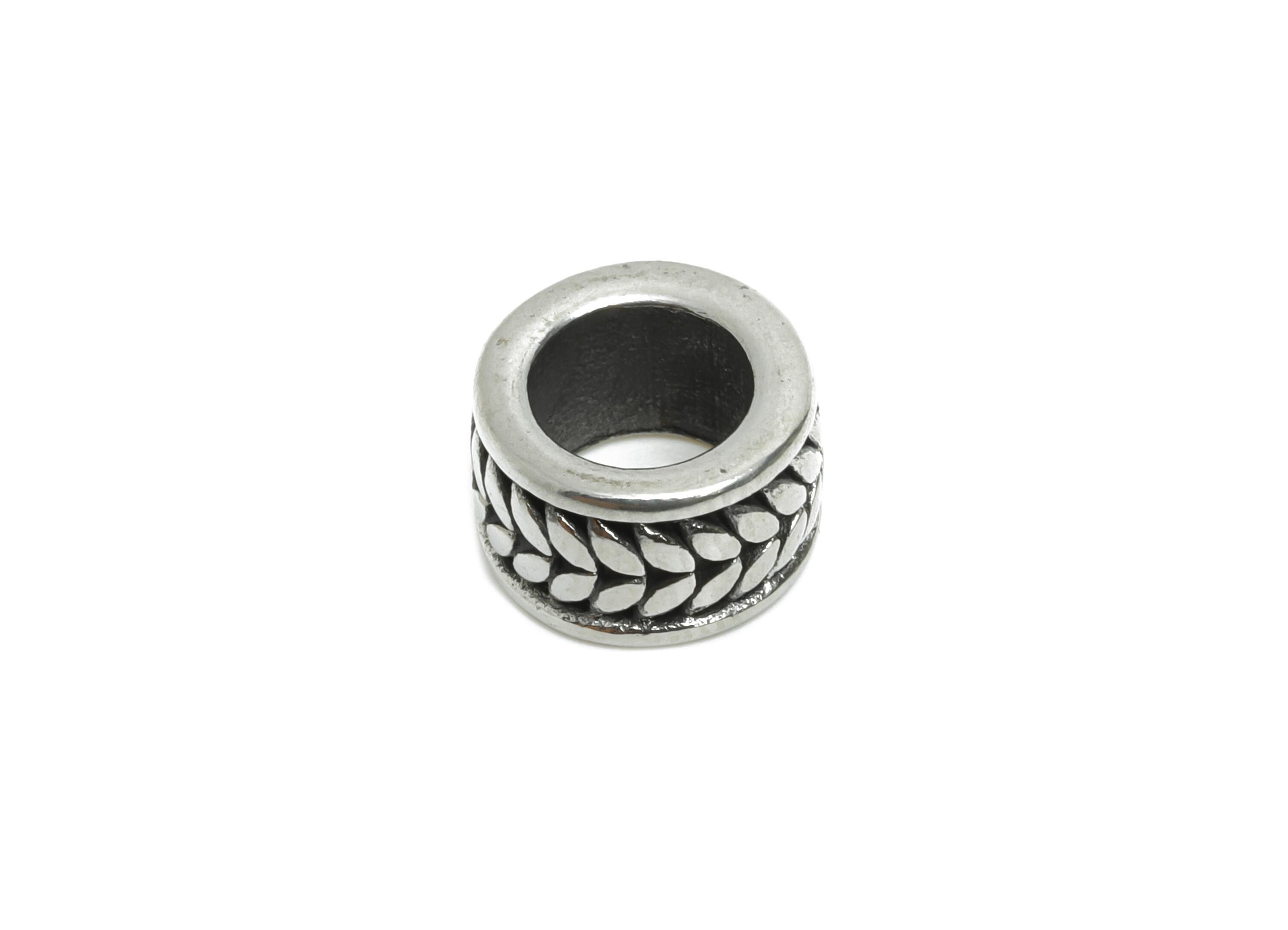 Stainless Steel Leaf Barrel Beads - Textured Spacer Bead for Bracelet - Antique Style Barrel Bead - Detailed Spacer Beads - 9x9x5mm - SS1596 - DOMEDBAZAAR