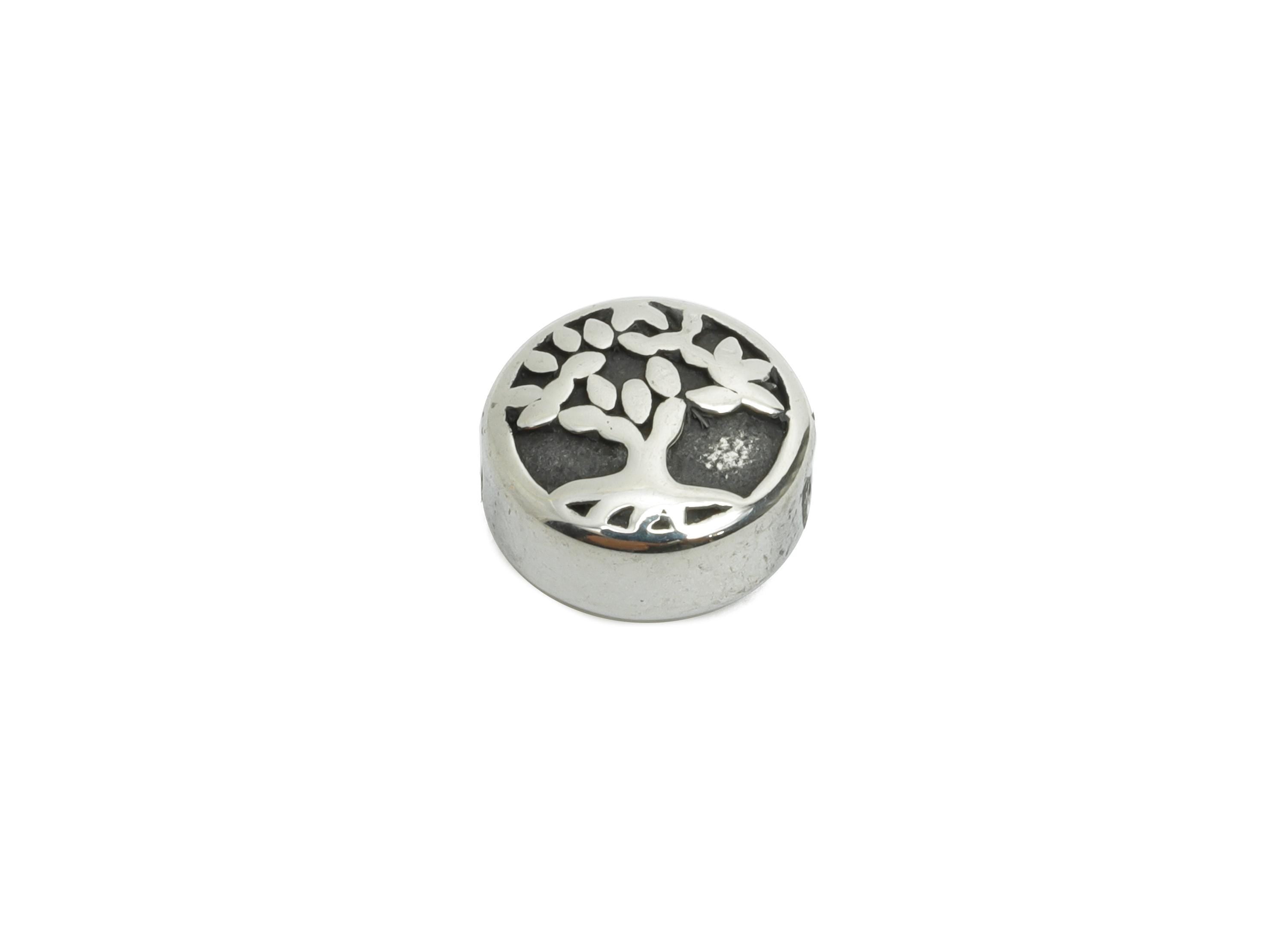 Stainless Steel Tree of Life Beads - Spacer Bead for Bracelet - Tree of Life Circular Bead - Minimalist Tree Pattern Bead - 10x10x5mm-SS1592 - DOMEDBAZAAR