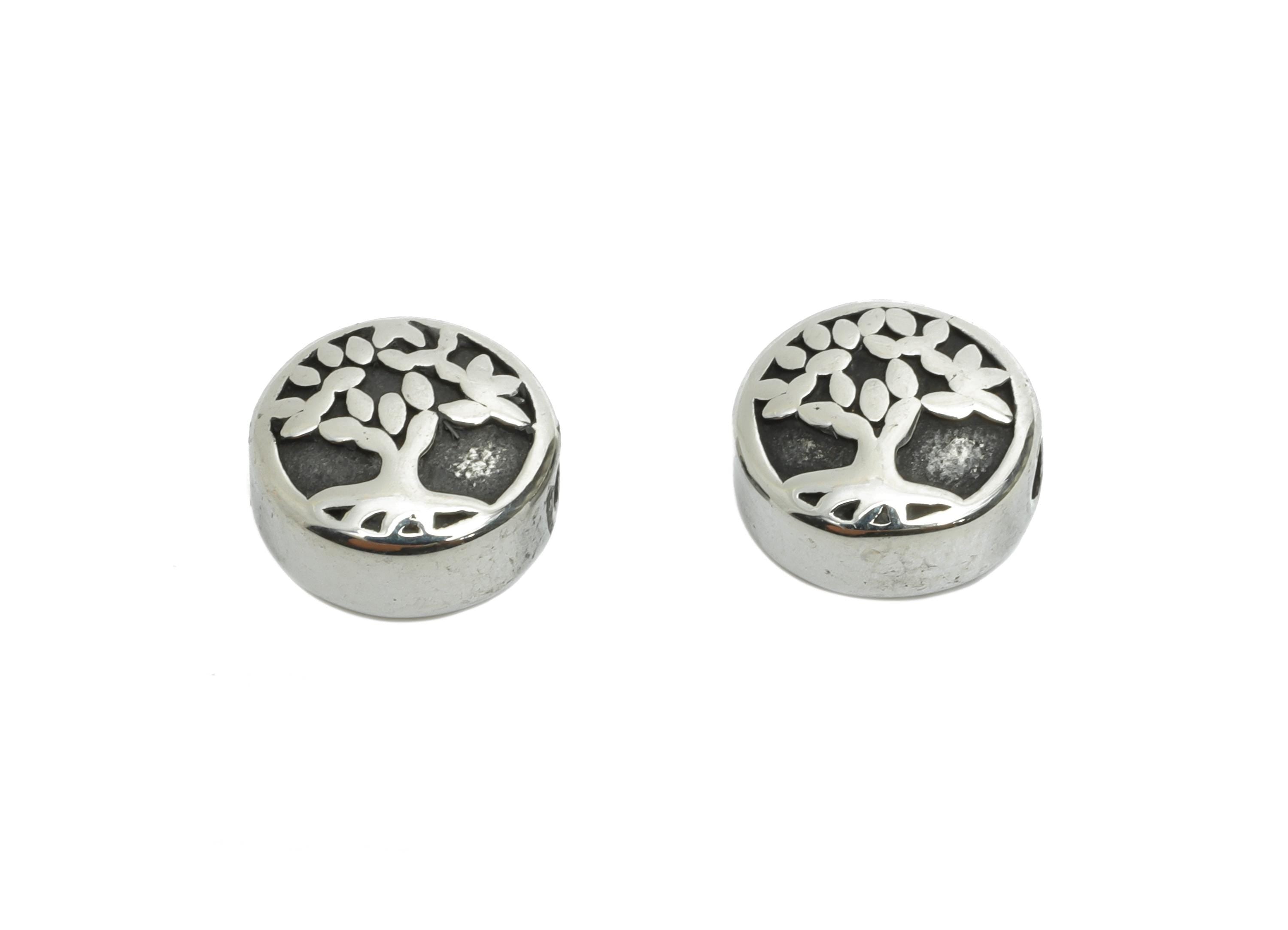 Stainless Steel Tree of Life Beads - Spacer Bead for Bracelet - Tree of Life Circular Bead - Minimalist Tree Pattern Bead - 10x10x5mm-SS1592 - DOMEDBAZAAR