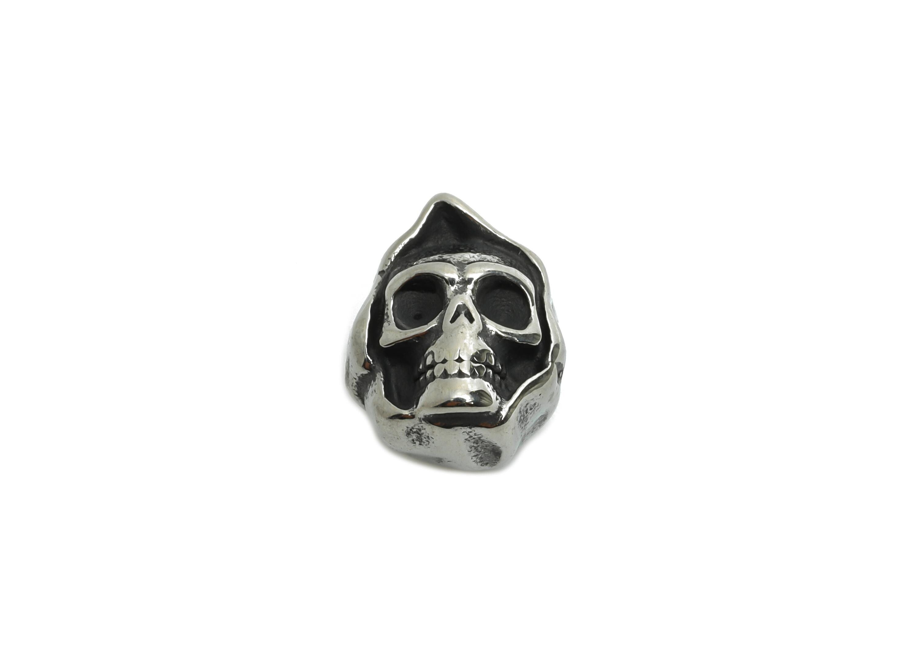 Steel Skull Bead - Skull Spacer Bead for Bracelet - Halloween Skull Bead - Punk Style Charm - Dark Aesthetic Beads - 13x10x9.15mm - SS1578 - DOMEDBAZAAR