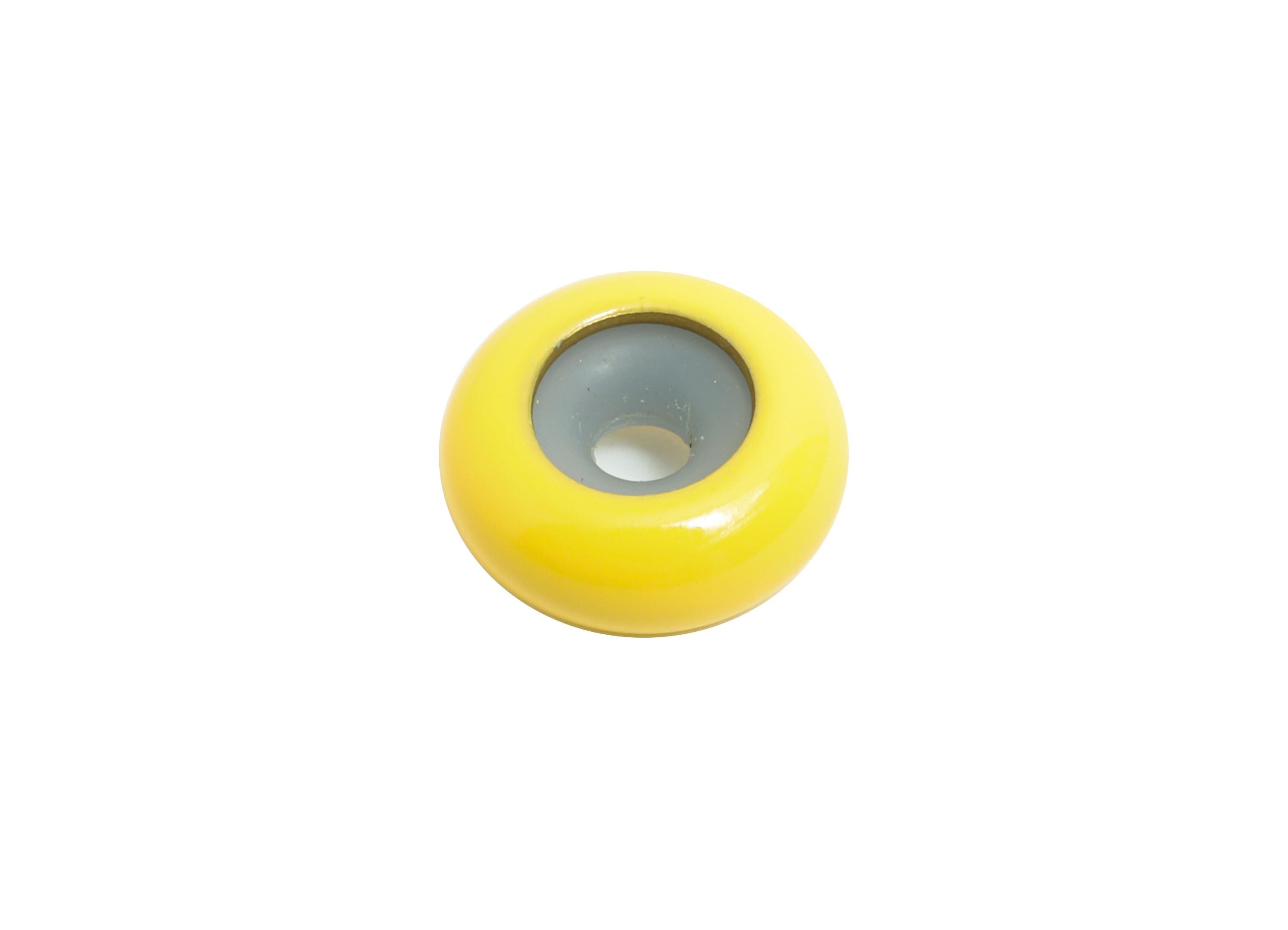 Yellow Donut Spacer Bead - Brass Enamel Rubber Bracelet Stopper Bead - Adjustable Rondelle Bead - Silicone Smart Bead - 10x10x4mm -RGP10463K - DOMEDBAZAAR
