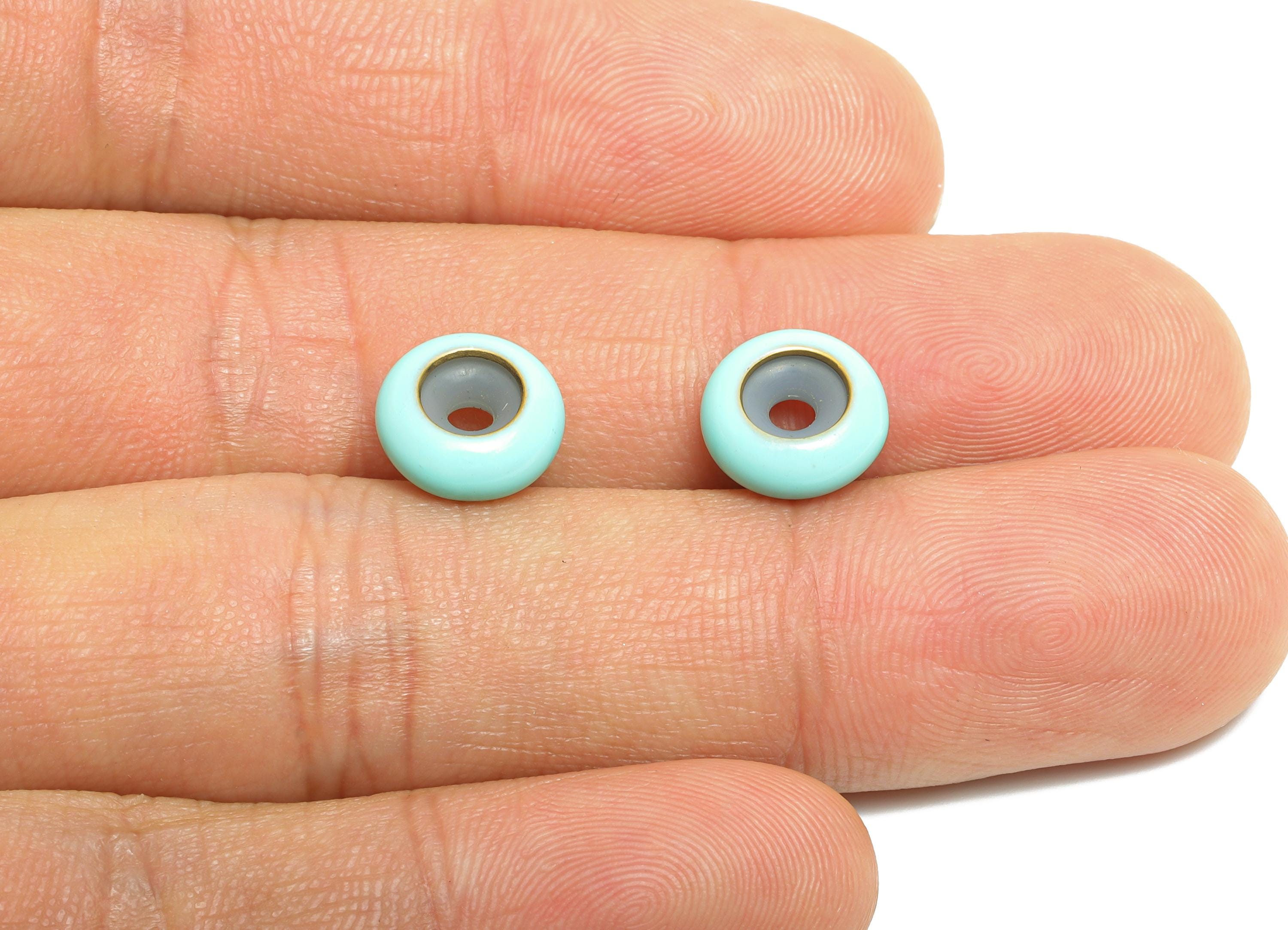 Blue Donut Spacer Bead - Brass Enamel Rubber Bracelet Stopper Beads - Adjustable Rondelle Bead - Silicone Smart Bead - 10x10x4mm - RGP10463J - DOMEDBAZAAR