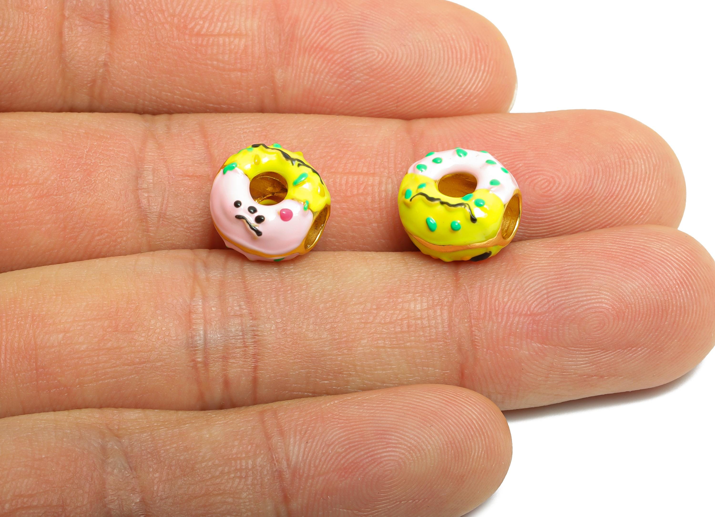 Alloy Donut Spacer Beads - Colorful Enamel Donut Bracelet Beads - Refined Alloy Sweet Charms - Jewelry Accessory DIY - 11.5x11x8mm - ZZ2085 - DOMEDBAZAAR