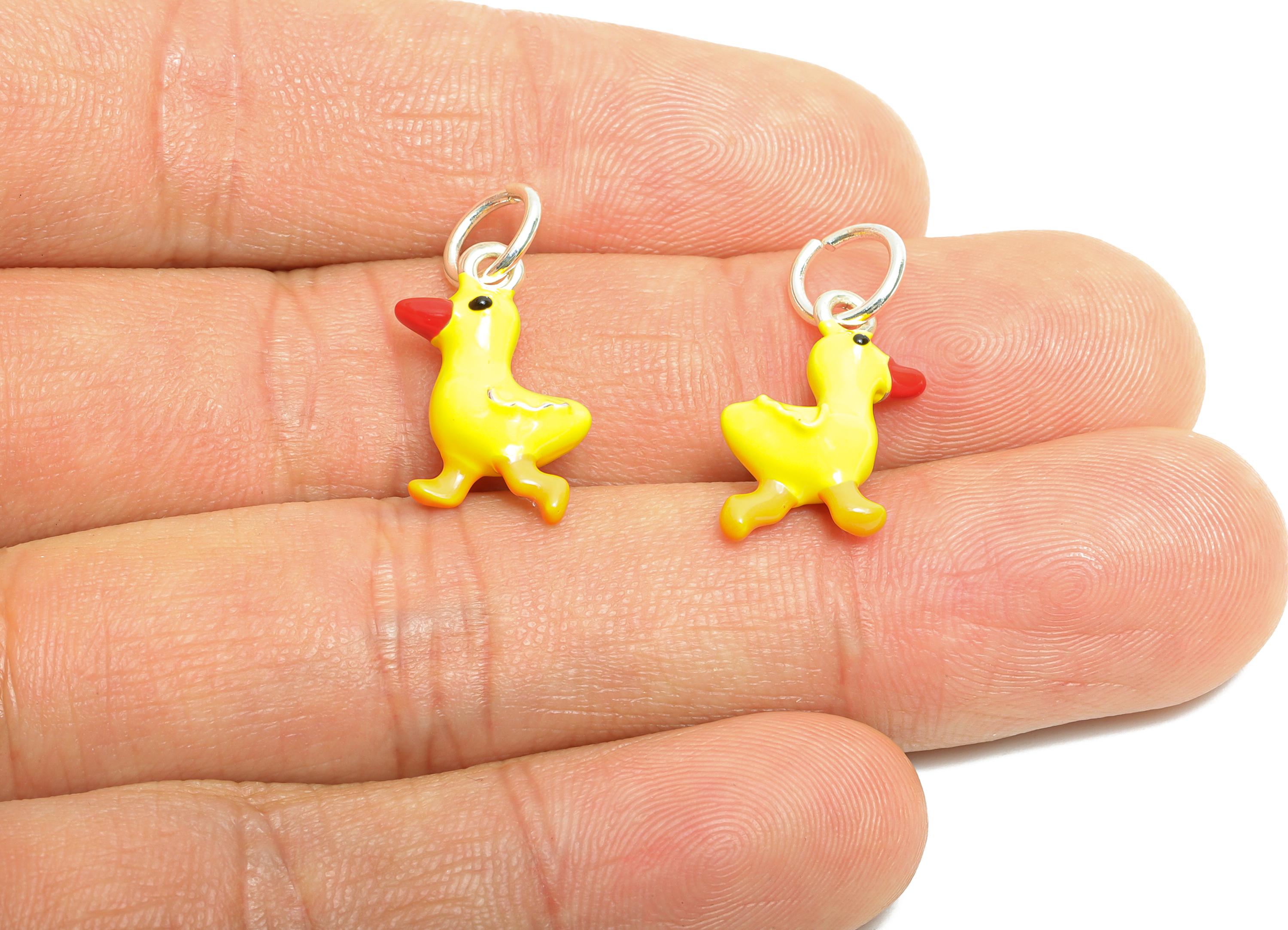 Alloy Duck Charms - Enamel Duck Bracelet Charms - Handmade Alloy Animal Pendant for Kids - Jewelry Accessory DIY - 24.5x10x5.7mm - ZZ2066 - DOMEDBAZAAR