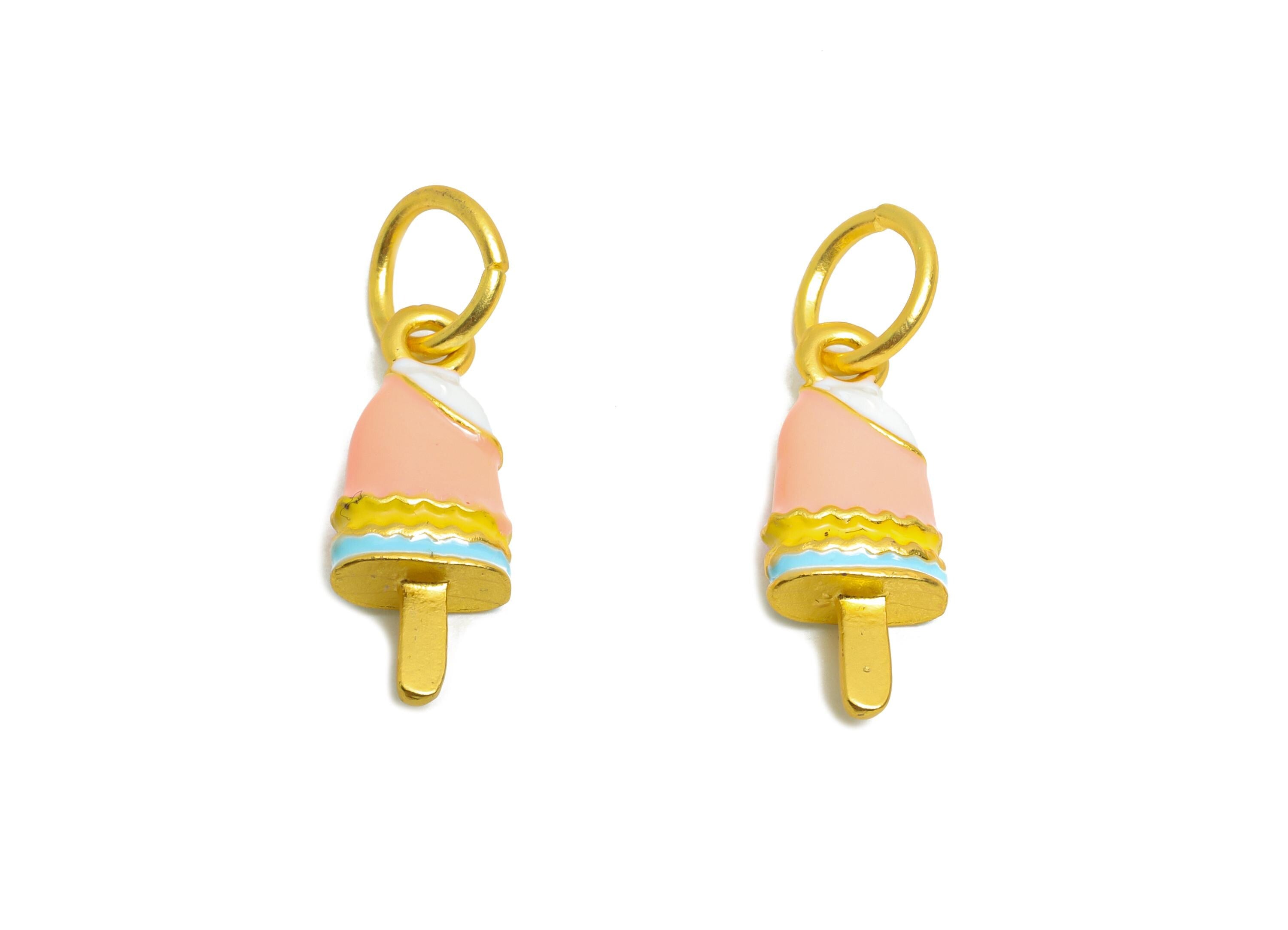 Alloy Ice Cream Bracelet Charms - Colorful Enamel Popsicle Pendant - Dainty Alloy Summer Pendant - Jewelry DIY - 23.91x7.6x4.42mm - ZZ2073 - DOMEDBAZAAR
