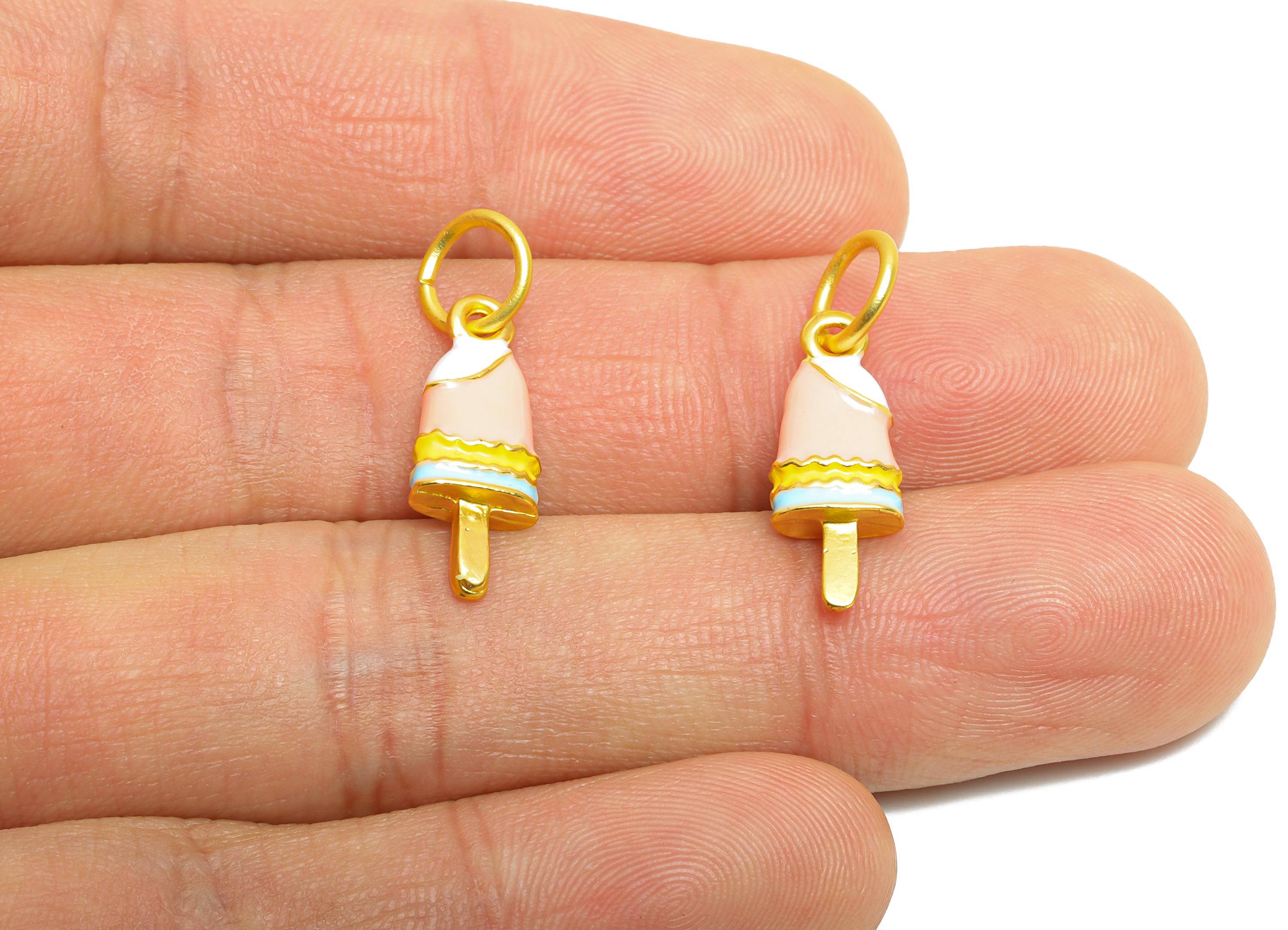 Alloy Ice Cream Bracelet Charms - Colorful Enamel Popsicle Pendant - Dainty Alloy Summer Pendant - Jewelry DIY - 23.91x7.6x4.42mm - ZZ2073 - DOMEDBAZAAR