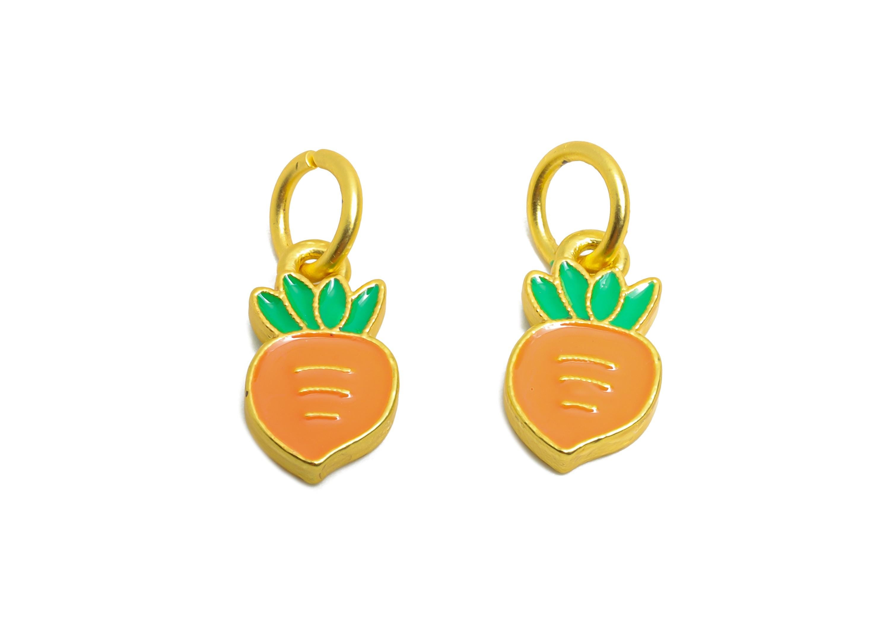 Alloy Carrot Bracelet Charms - Dainty Enamel Carrot Pendant - Kawaii Alloy Vegetable Pendant - Jewelry Making DIY - 19x8.3x2.49mm - ZZ2071 - DOMEDBAZAAR