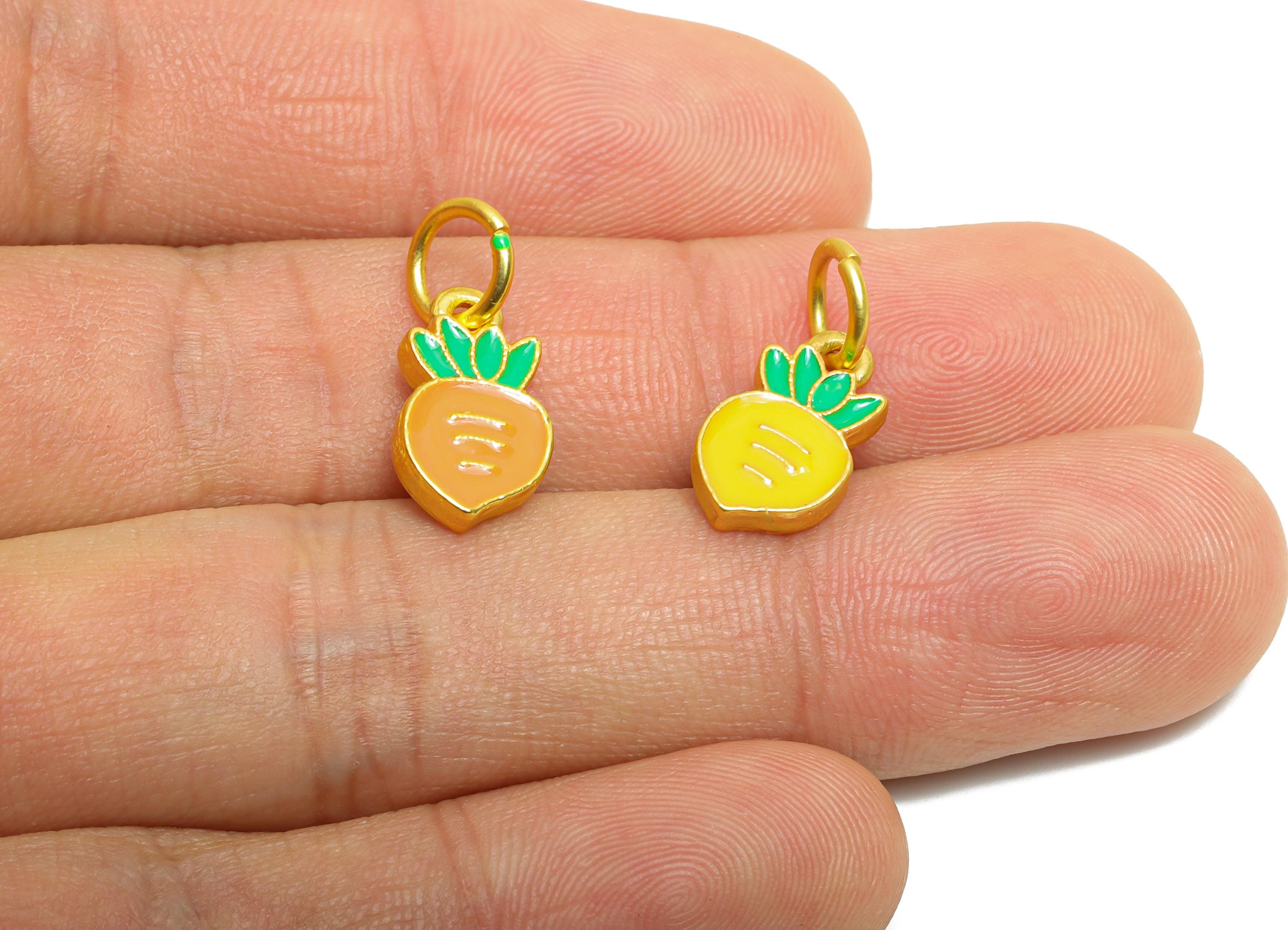 Alloy Carrot Bracelet Charms - Dainty Enamel Carrot Pendant - Kawaii Alloy Vegetable Pendant - Jewelry Making DIY - 19x8.3x2.49mm - ZZ2071 - DOMEDBAZAAR