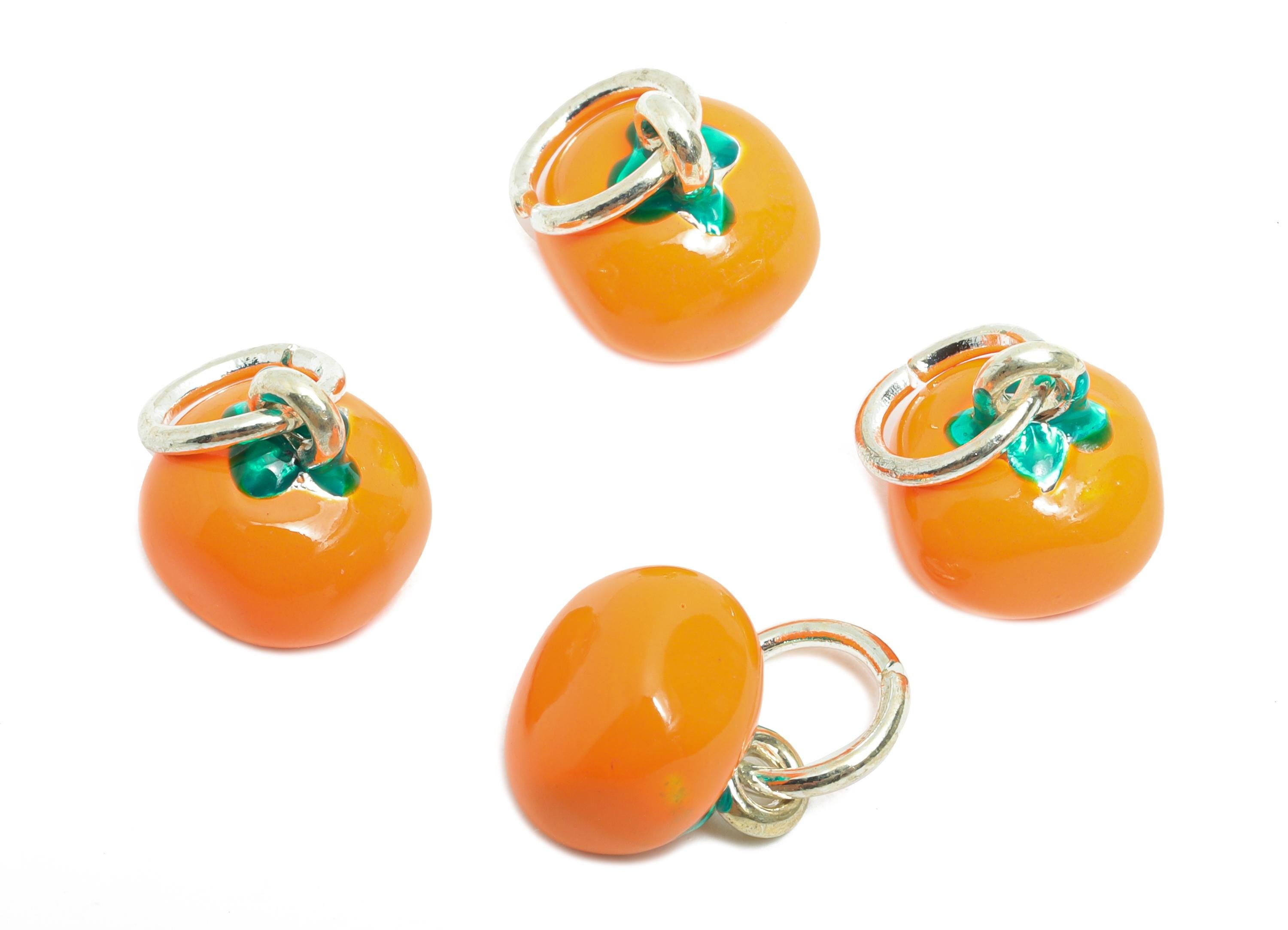 Alloy Orange Charm - Colorful Enamel for Bracelet - Miniature Playful Fruit Pendant - DIY Cute Orange Enamel Charm - 14x9.53x9.9mm - ZZ2064 - DOMEDBAZAAR