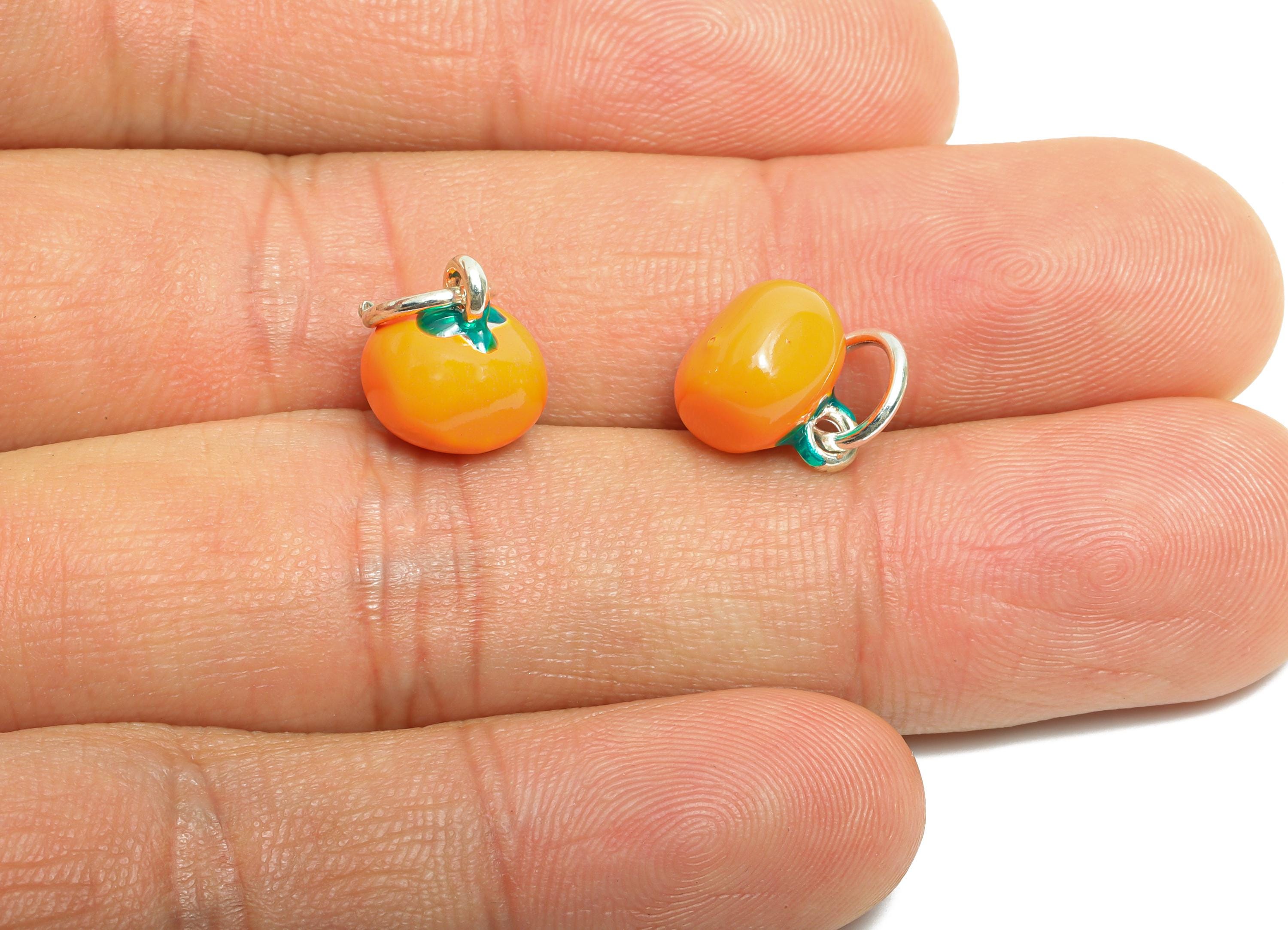 Alloy Orange Charm - Colorful Enamel for Bracelet - Miniature Playful Fruit Pendant - DIY Cute Orange Enamel Charm - 14x9.53x9.9mm - ZZ2064 - DOMEDBAZAAR