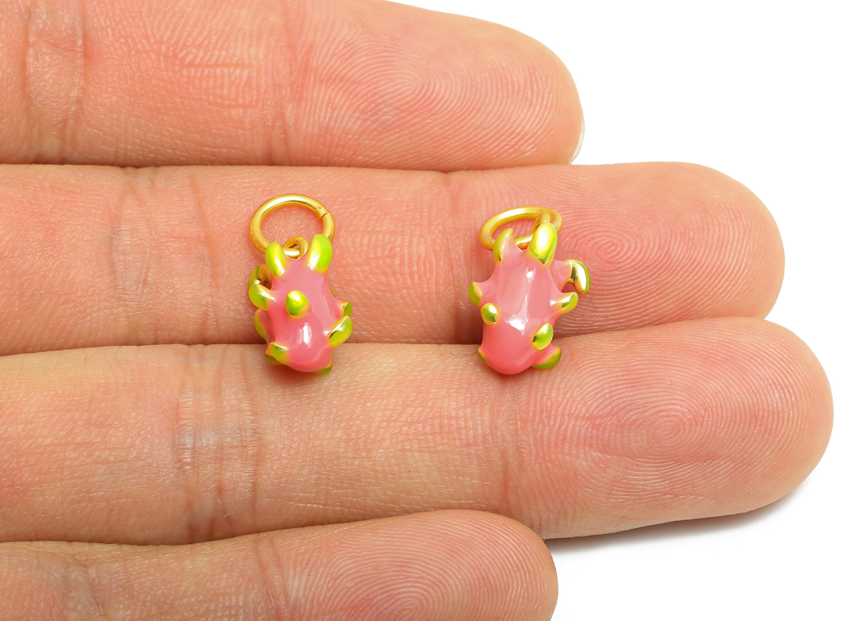 Alloy Pitaya Charm - Colorful Enamel for Bracelet - Miniature Playful Fruit Pendant - DIY Cute Pitaya Enamel Charm - 18x8x8.8mm - ZZ2067 - DOMEDBAZAAR