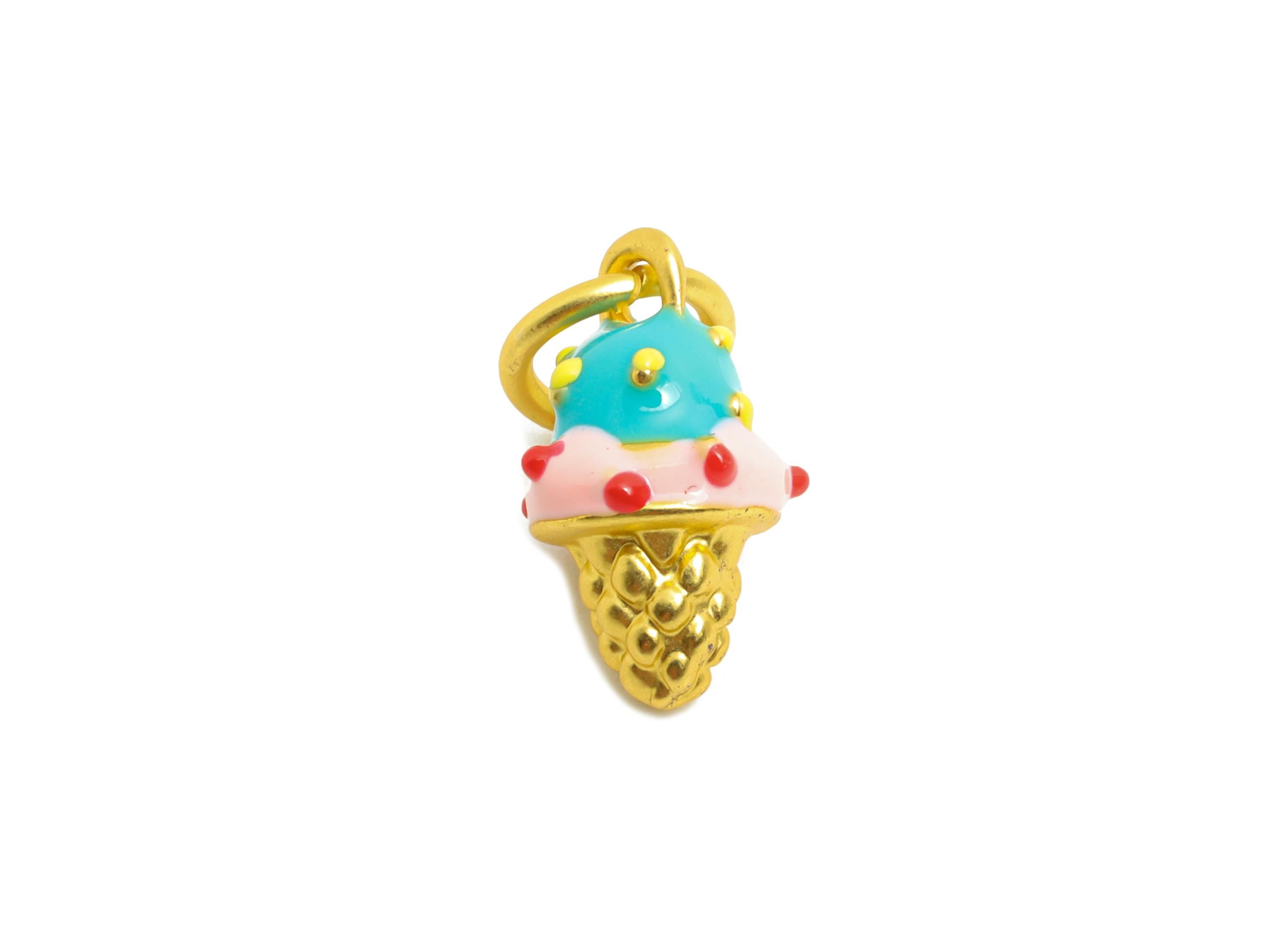 Alloy Ice Cream Bracelet Charms - Colorful Enamel Ice Cream Cone Pendant - Kawaii Summer Charm - Handmade Jewelry - 14x4x8.38mm - ZZ2083 - DOMEDBAZAAR