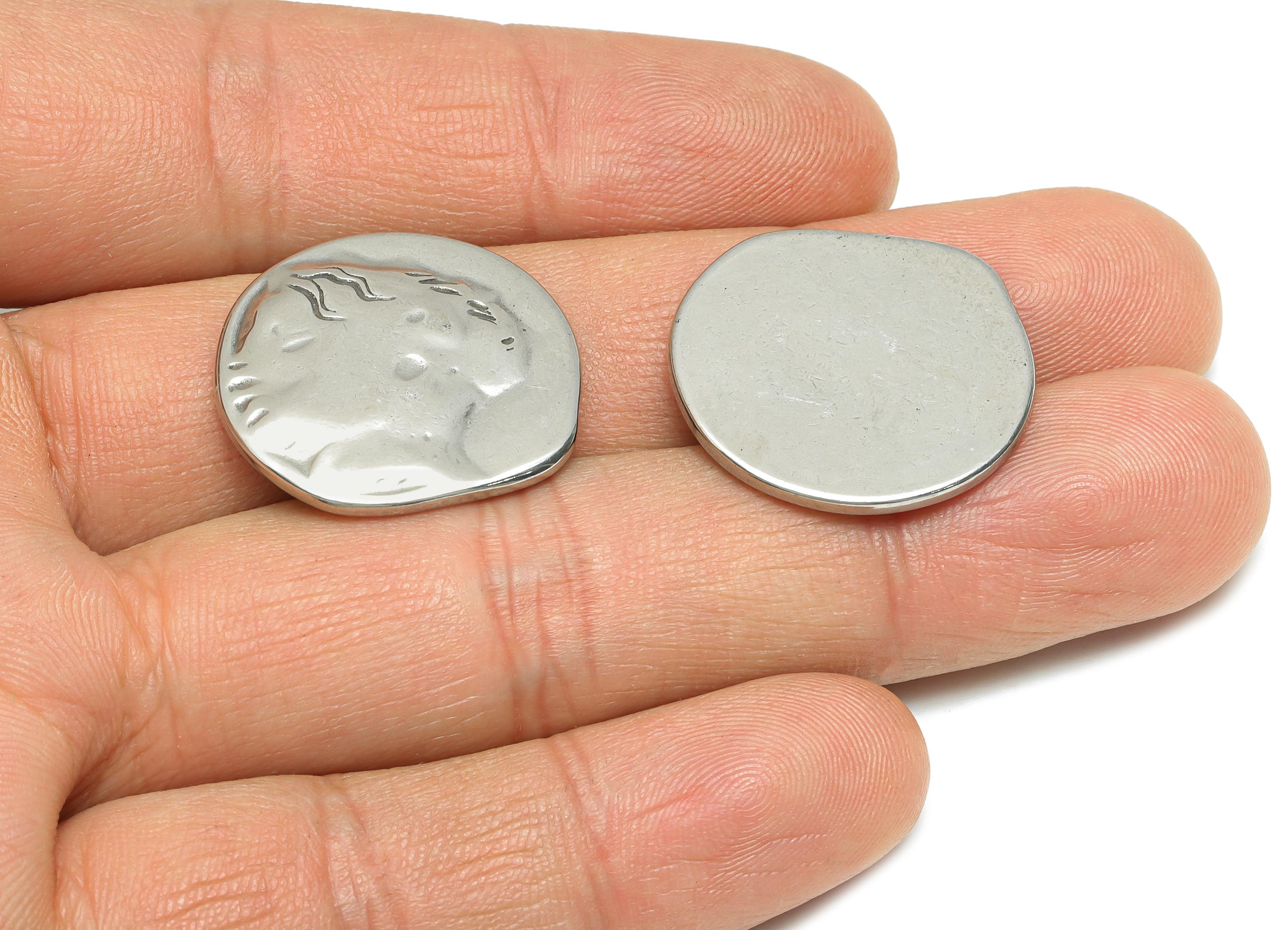 Stainless Steel Abstract Charm - Irregular Round Geometry Charm - Vintage Textured Charm - Steel Jewelry Component - 24x22.8x2.8mm - SS1826 - DOMEDBAZAAR